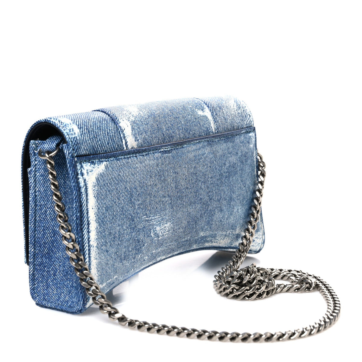Nappa Denim Printed Hourglass Chain Bag Denim Blue