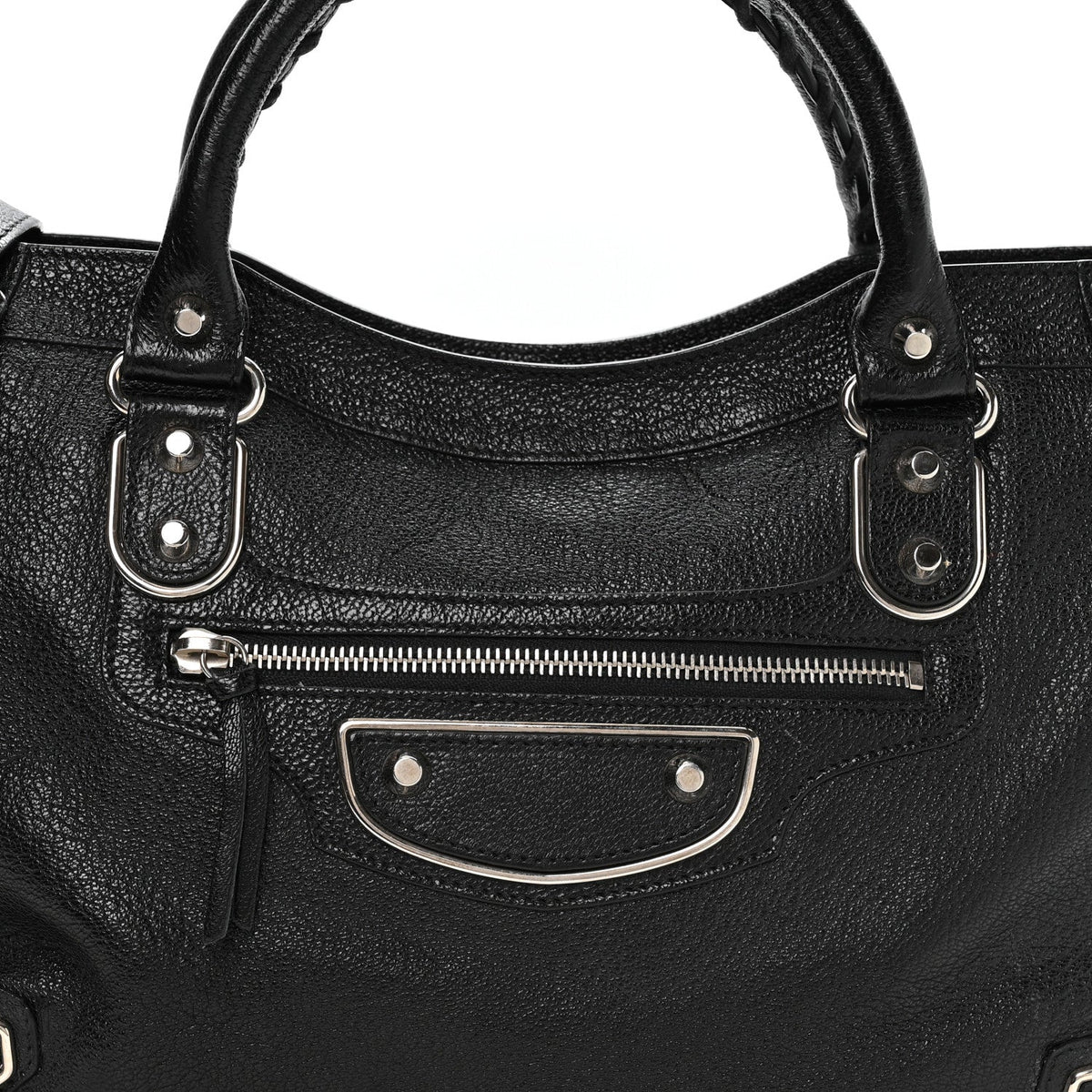 Chevre Silver Metallic Edge Hardware City Black
