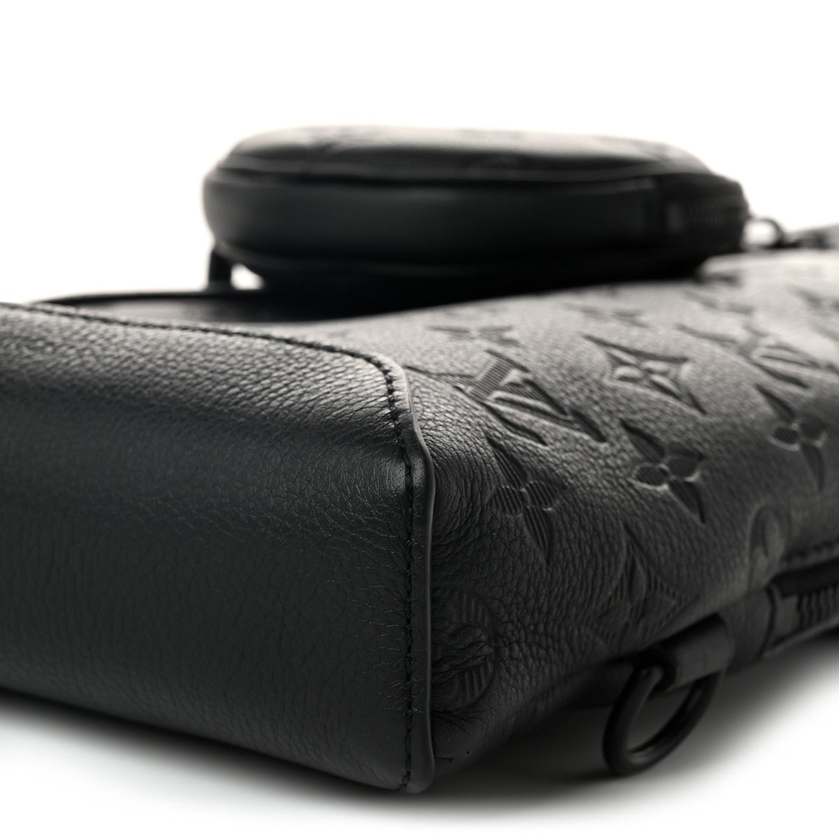 Calfskin Shadow Monogram Duo Slingbag Black