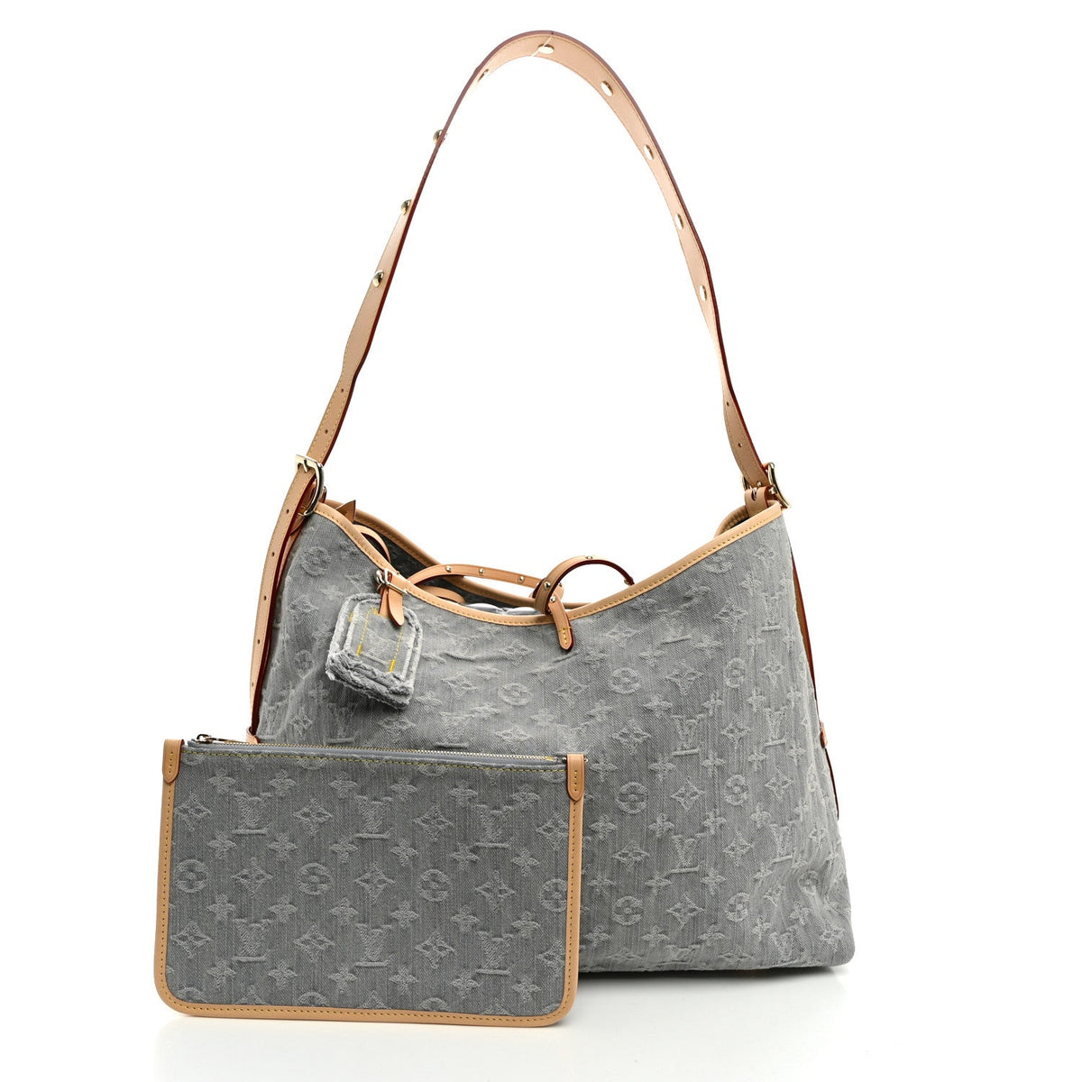 Monogram Denim CarryAll MM Washed Grey