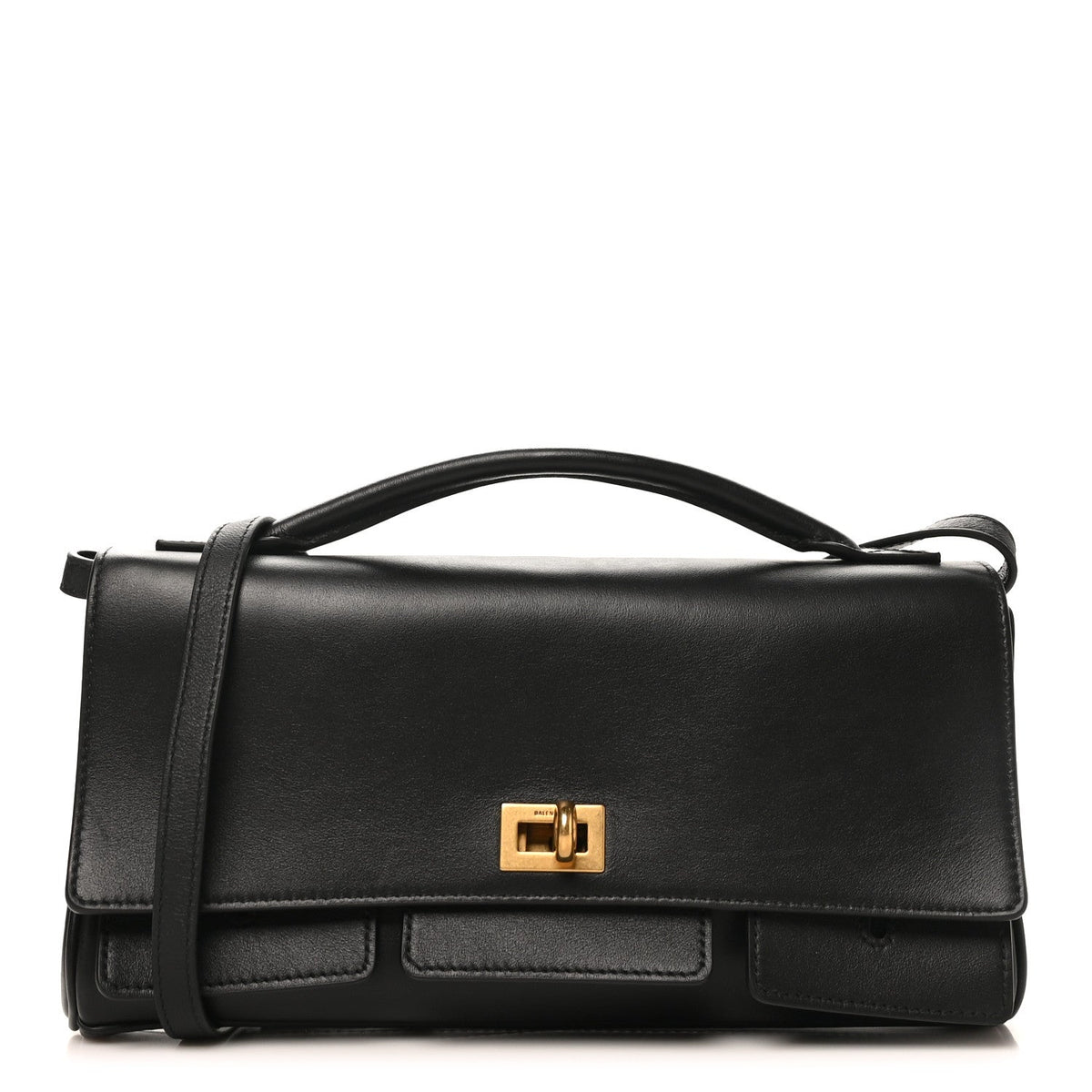 Smooth Calfskin Small Bel Air Clutch On Strap Black Black