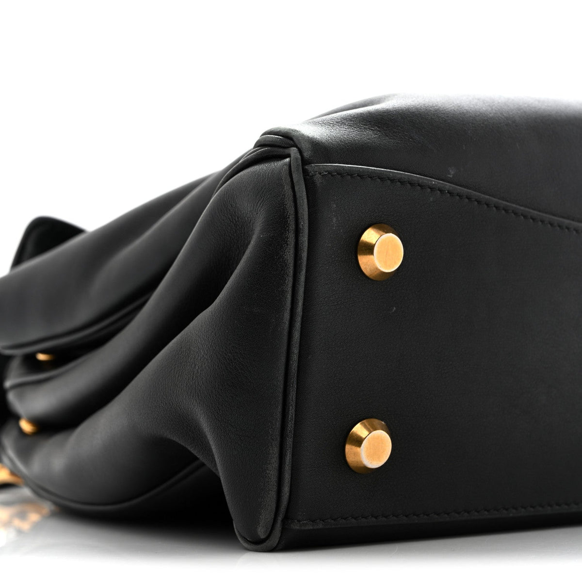 Natural Smooth Calfskin Medium Rodeo Top Handle Handbag Black