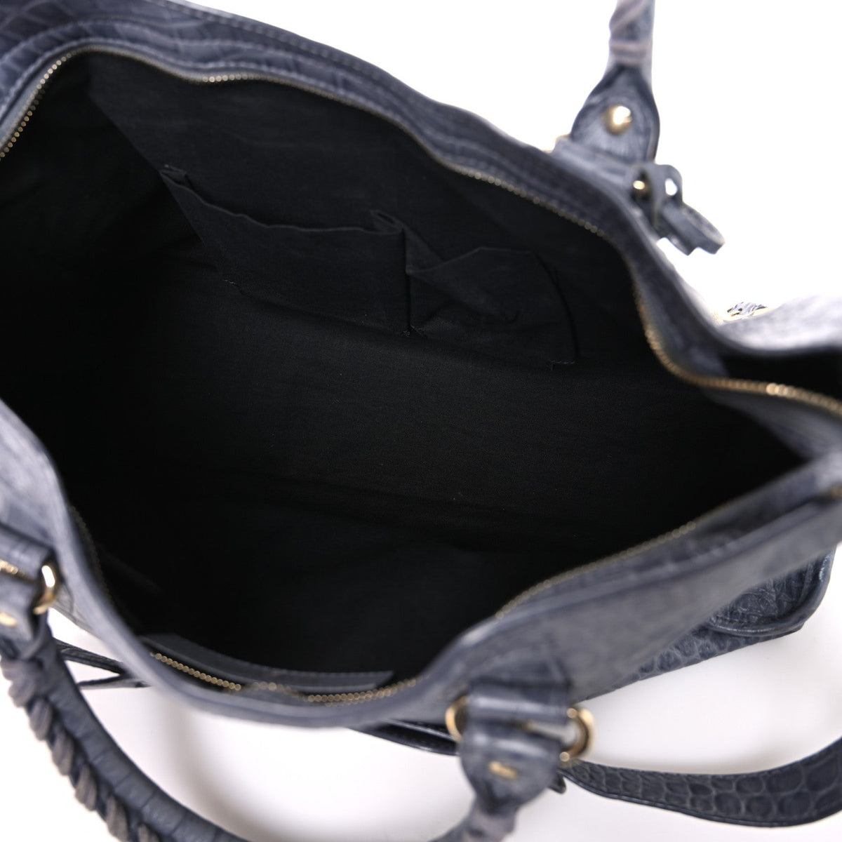 Calfskin Crocodile Embossed Giant 12 Gold Hardware City Gris Beton