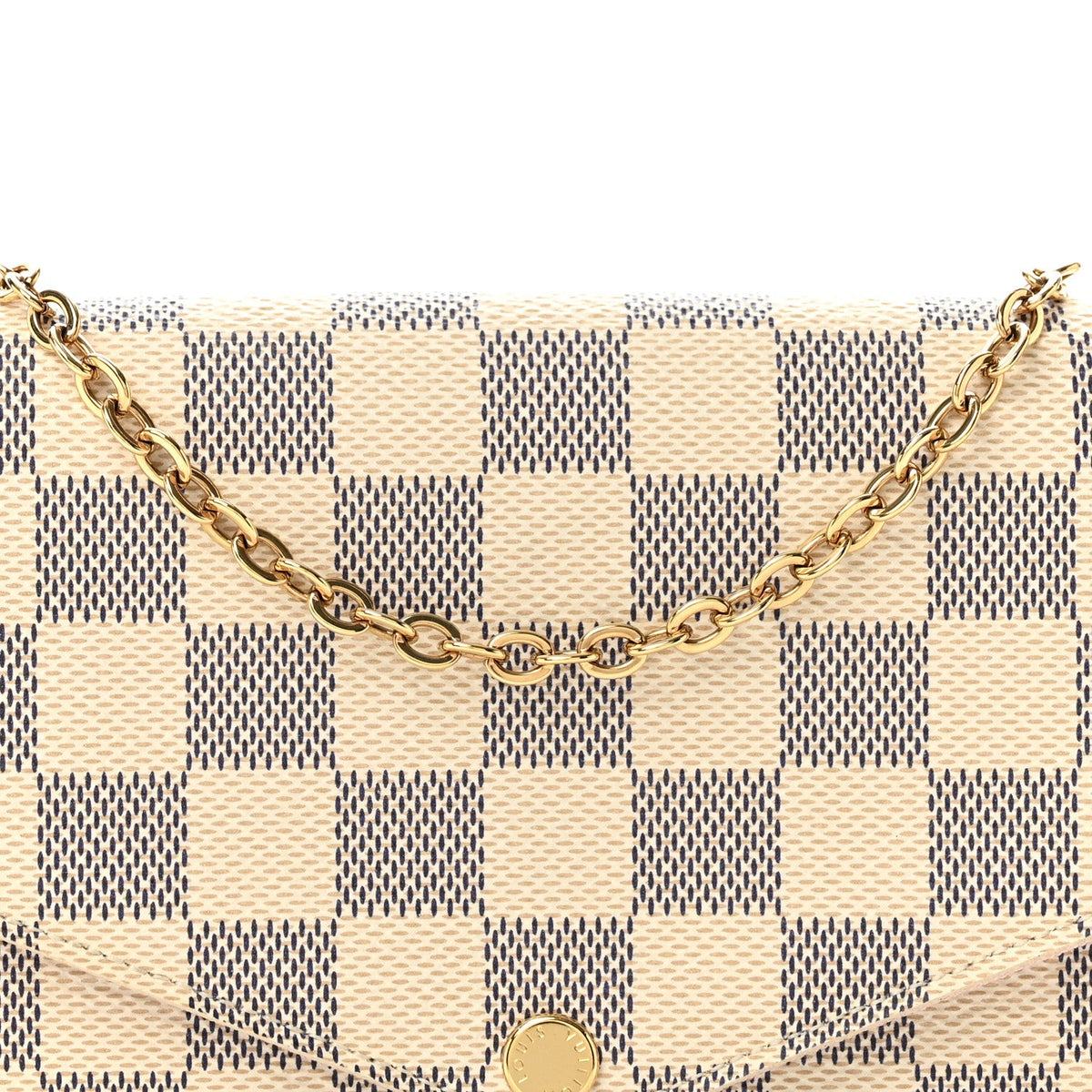 Damier Azur Pochette Felicie Chain Wallet Rose Ballerine
