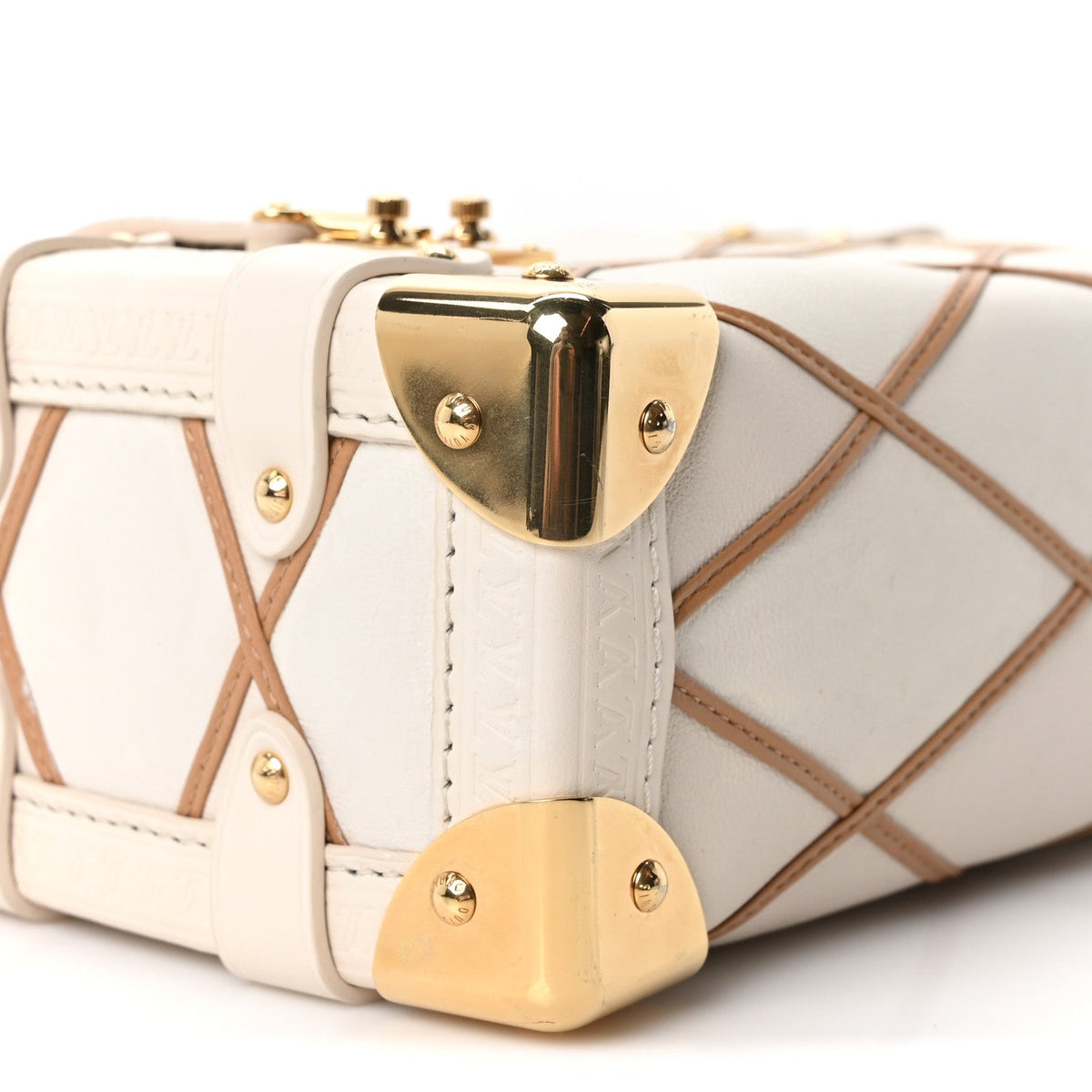 Lambskin Malletage Side Trunk PM Creme Noisette