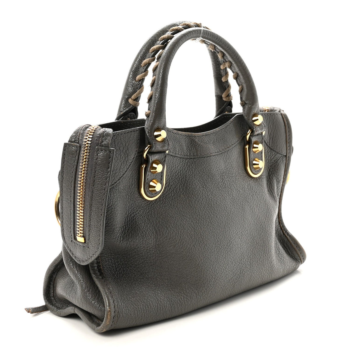 Chevre Gold Metallic Edge Hardware Mini City Gris Acier