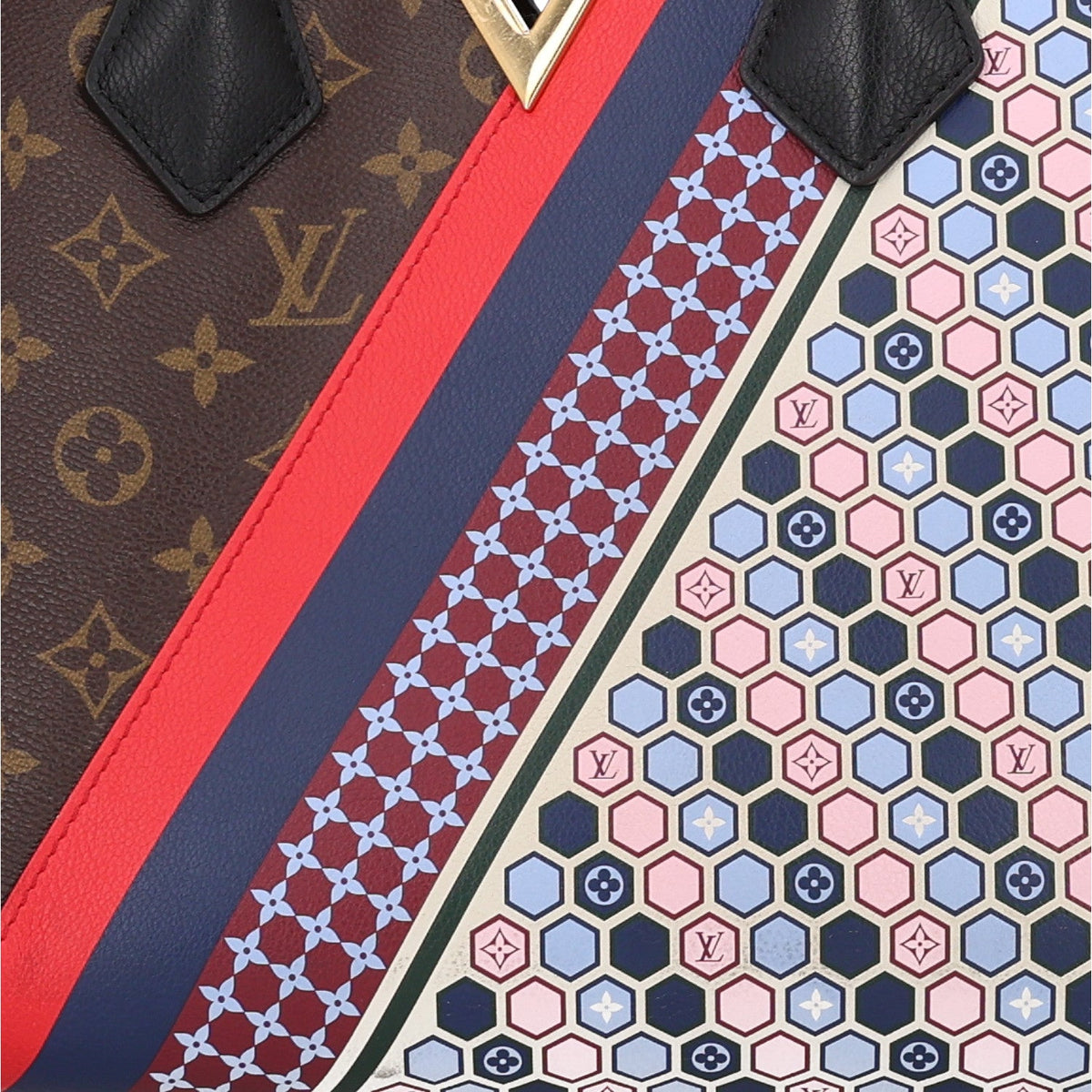 Calfskin Monogram Kimono Tote MM Rouge Navy
