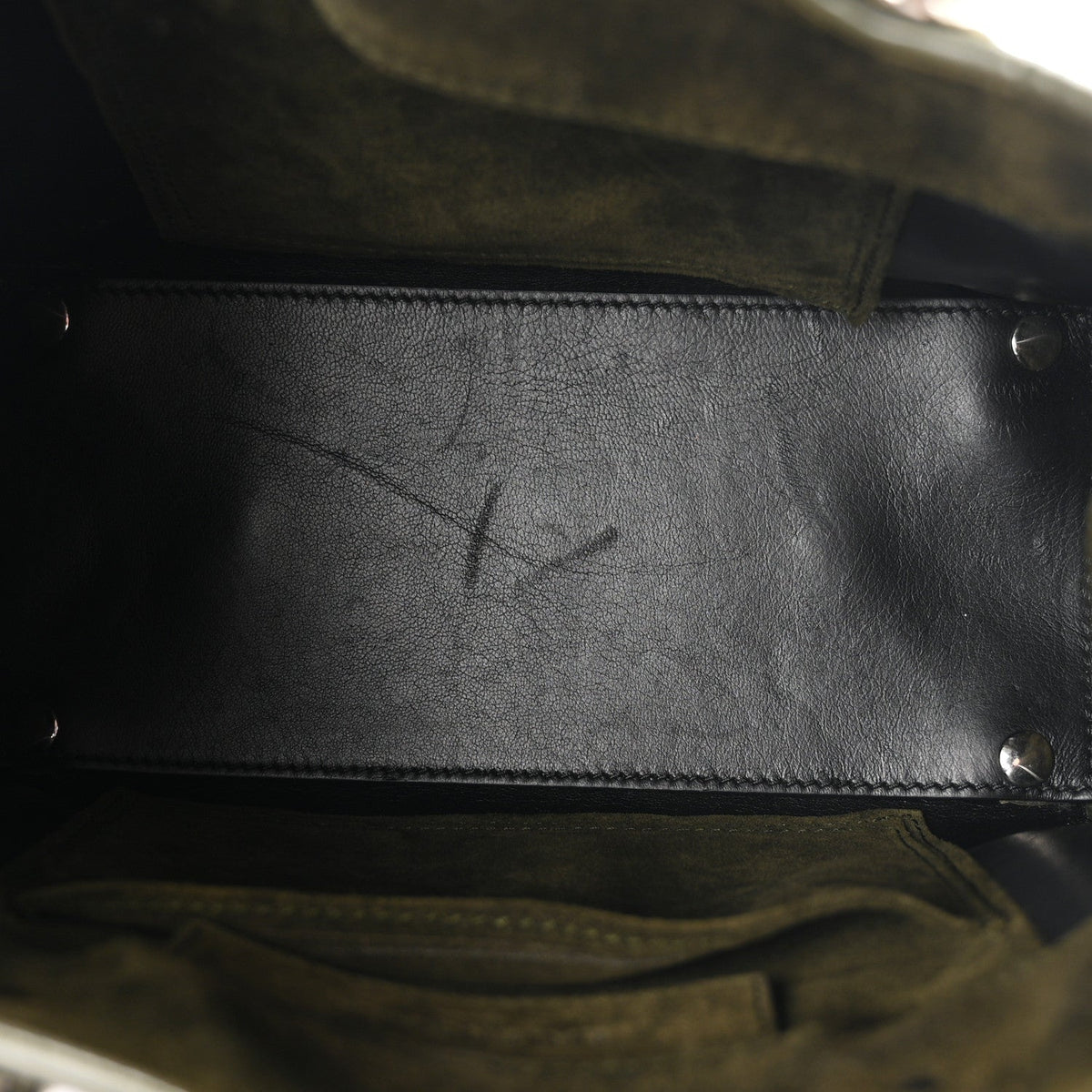Baby Daim Calf Suede Papier Mini A4 Zip Around Tote Vert Militaire