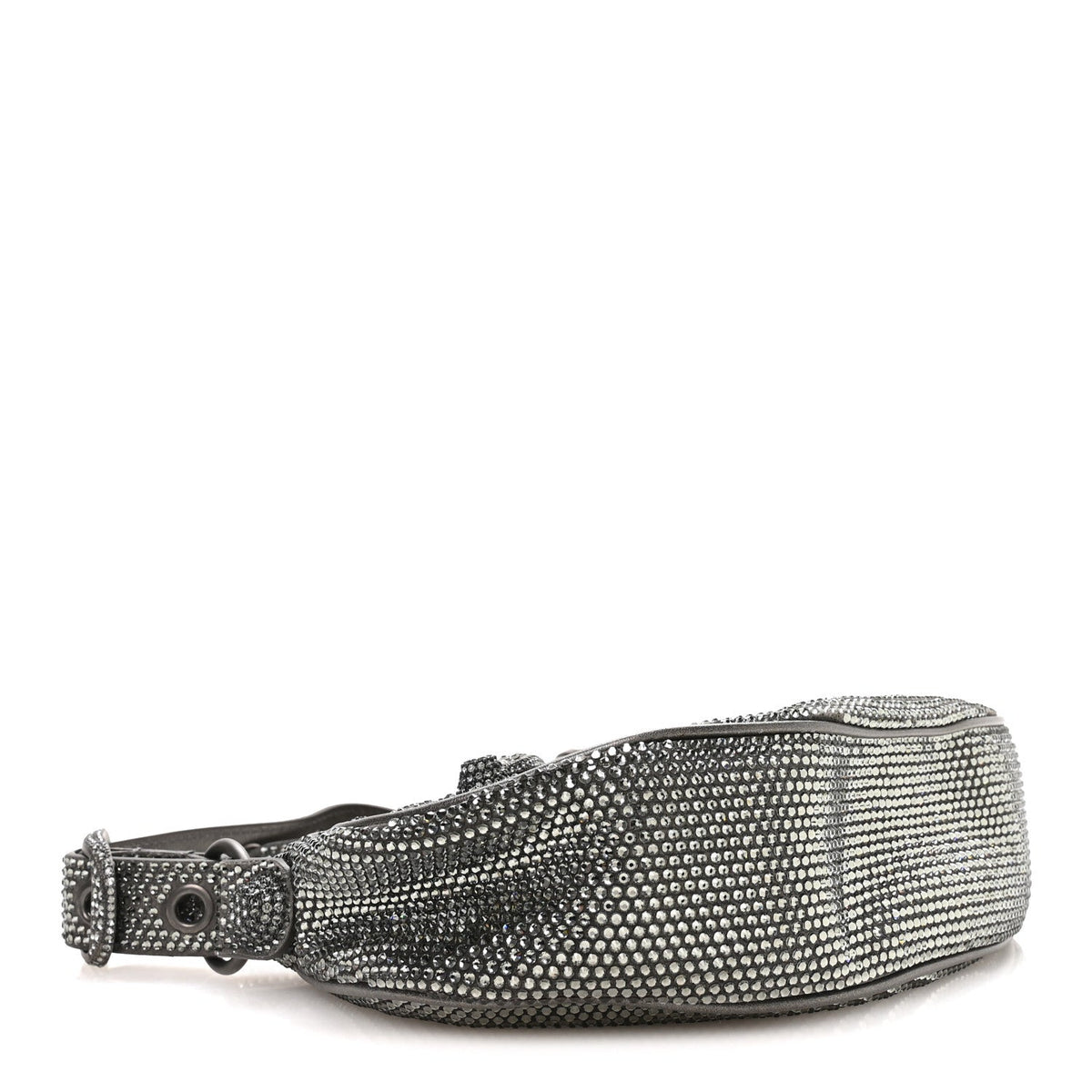 Rhinestone Encrusted Le Cagole Shoulder Bag XS Silver