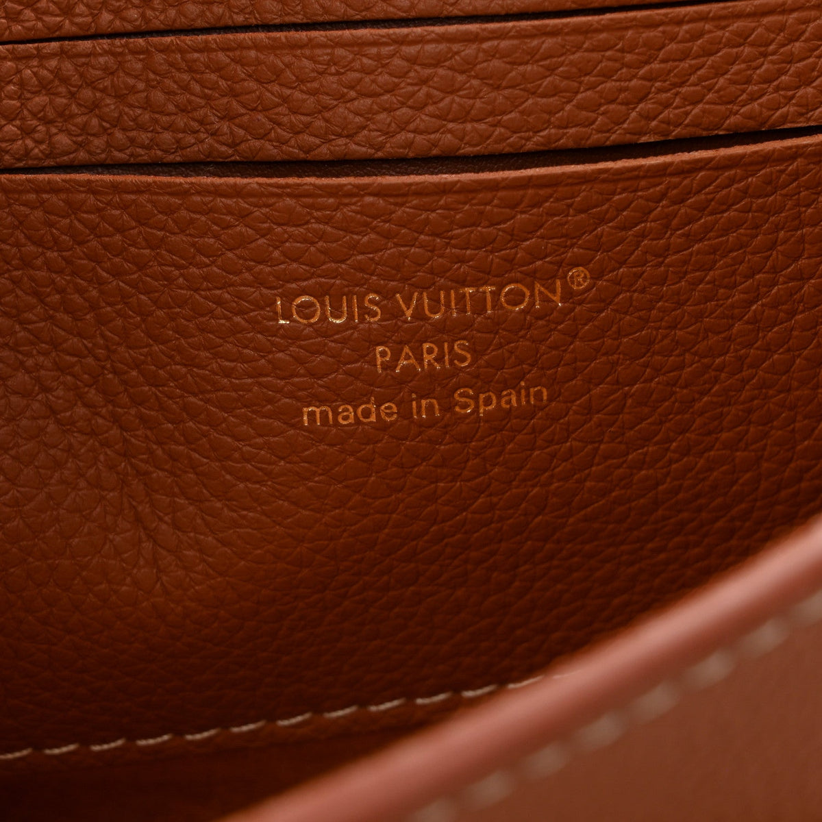Grained Calfskin Low Key Wallet On Chain Cognac