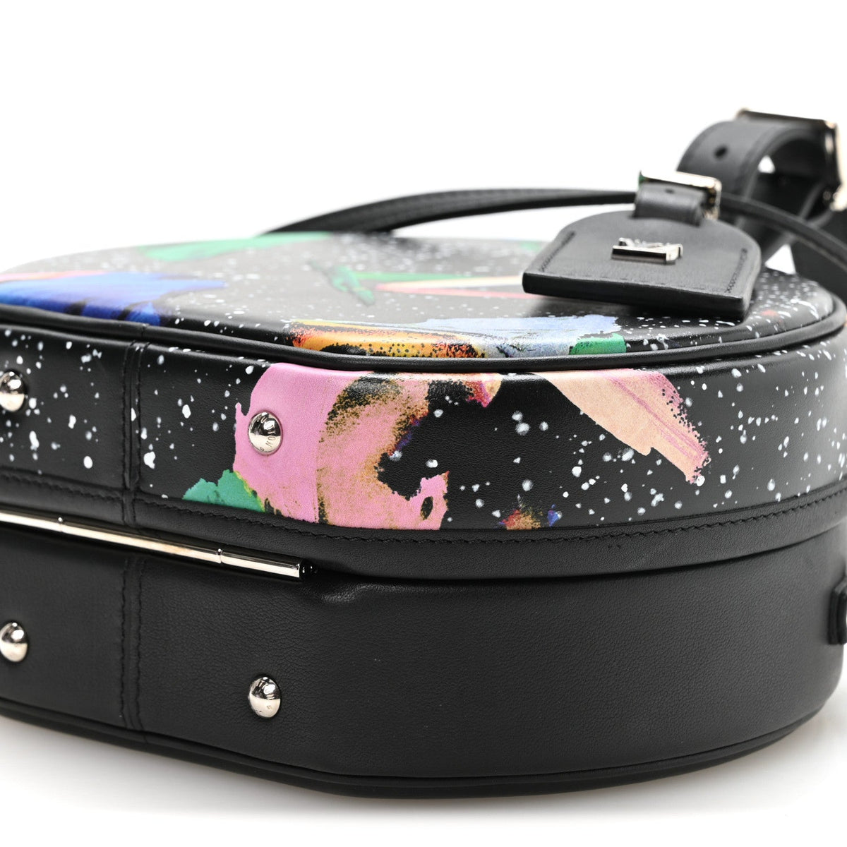 Calfskin Splash Print Petite Boite Chapeau Black