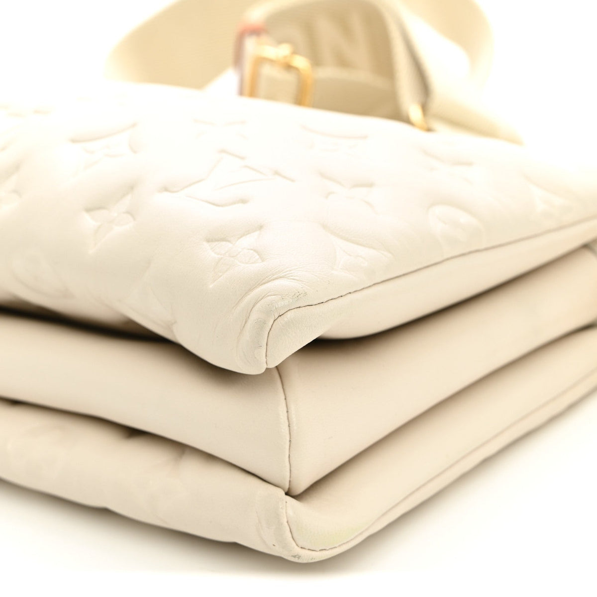 Lambskin Embossed Monogram Coussin PM Beige Cream