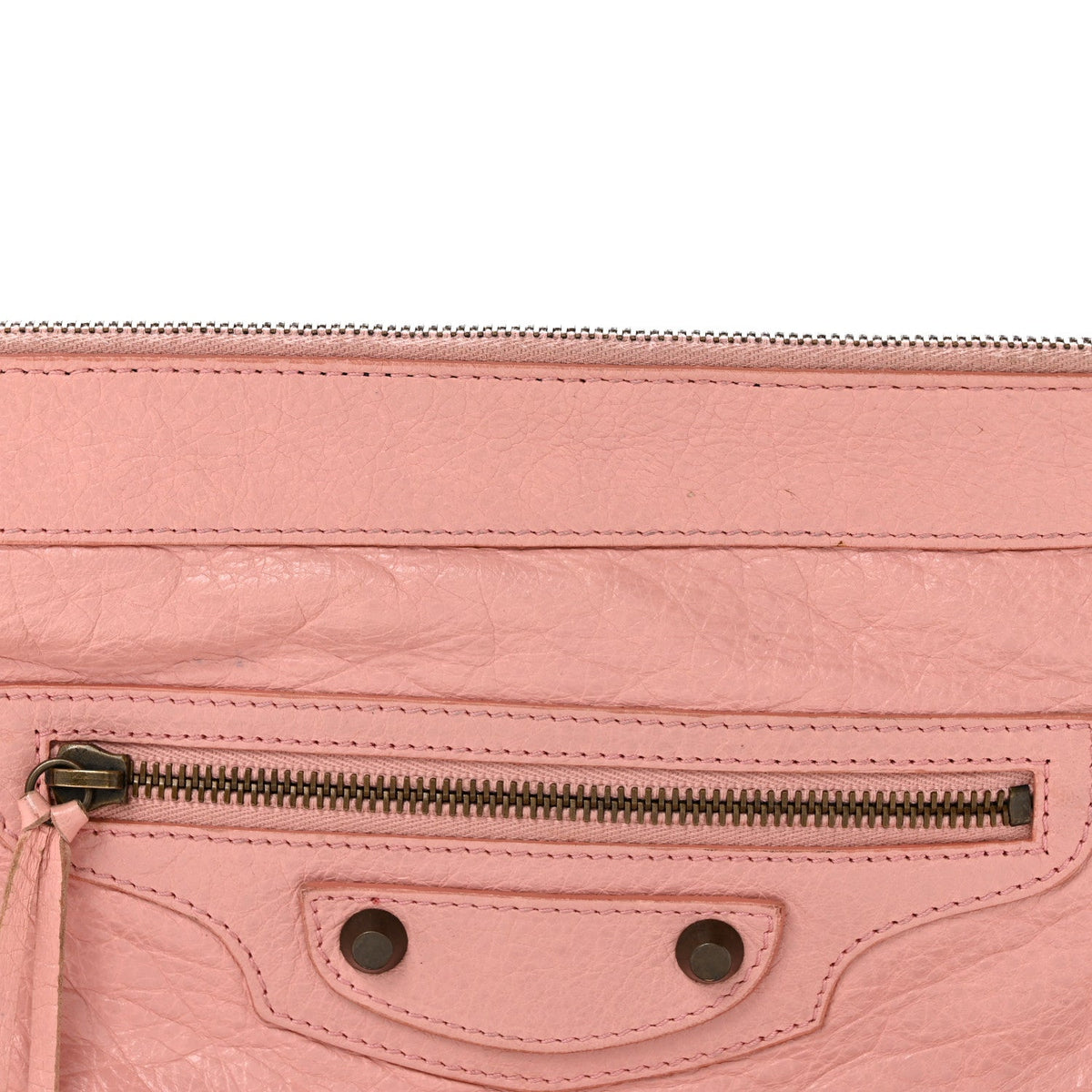 Agneau Classic Hardware Flat Handle Clutch Rose Peche