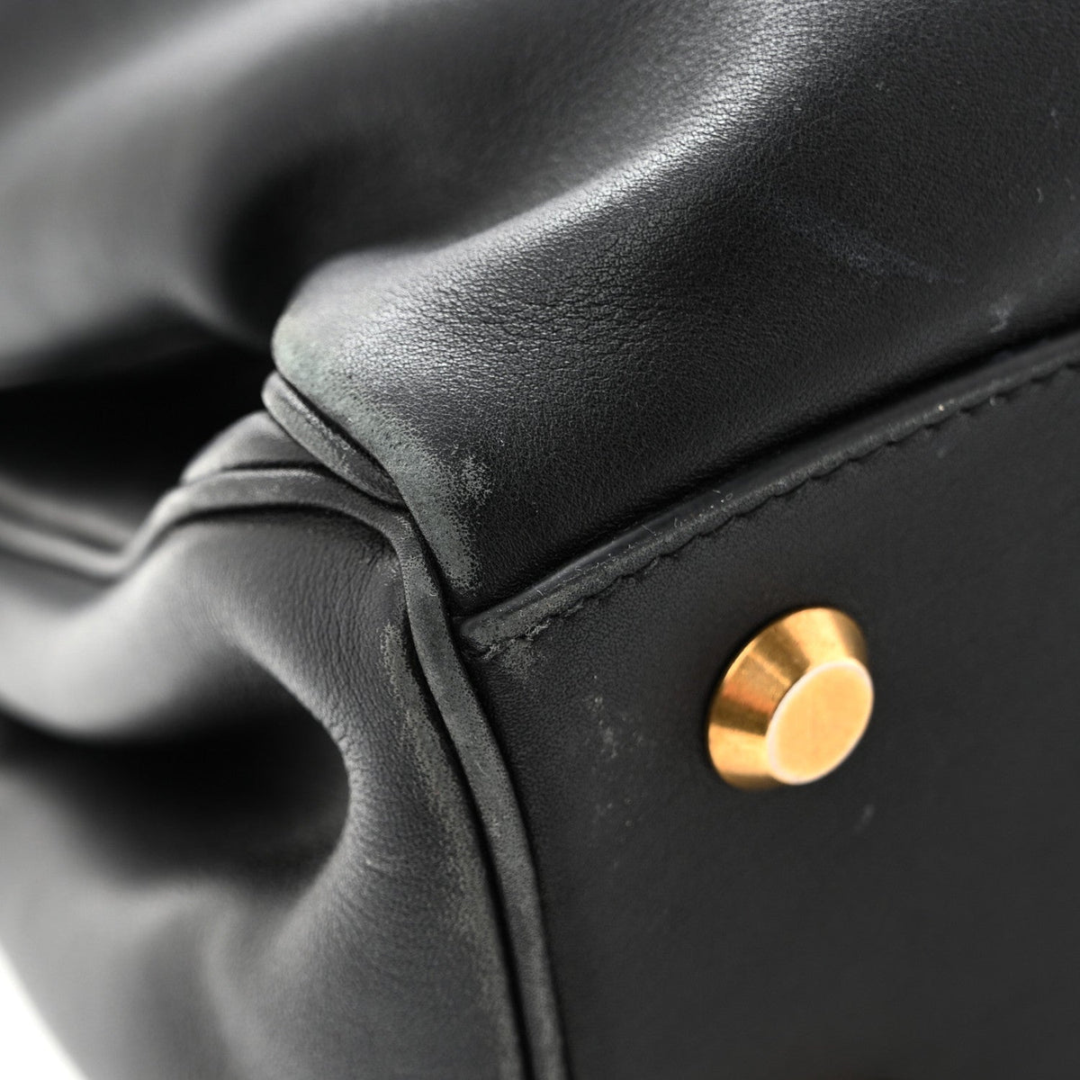 Natural Smooth Calfskin Medium Rodeo Top Handle Handbag Black