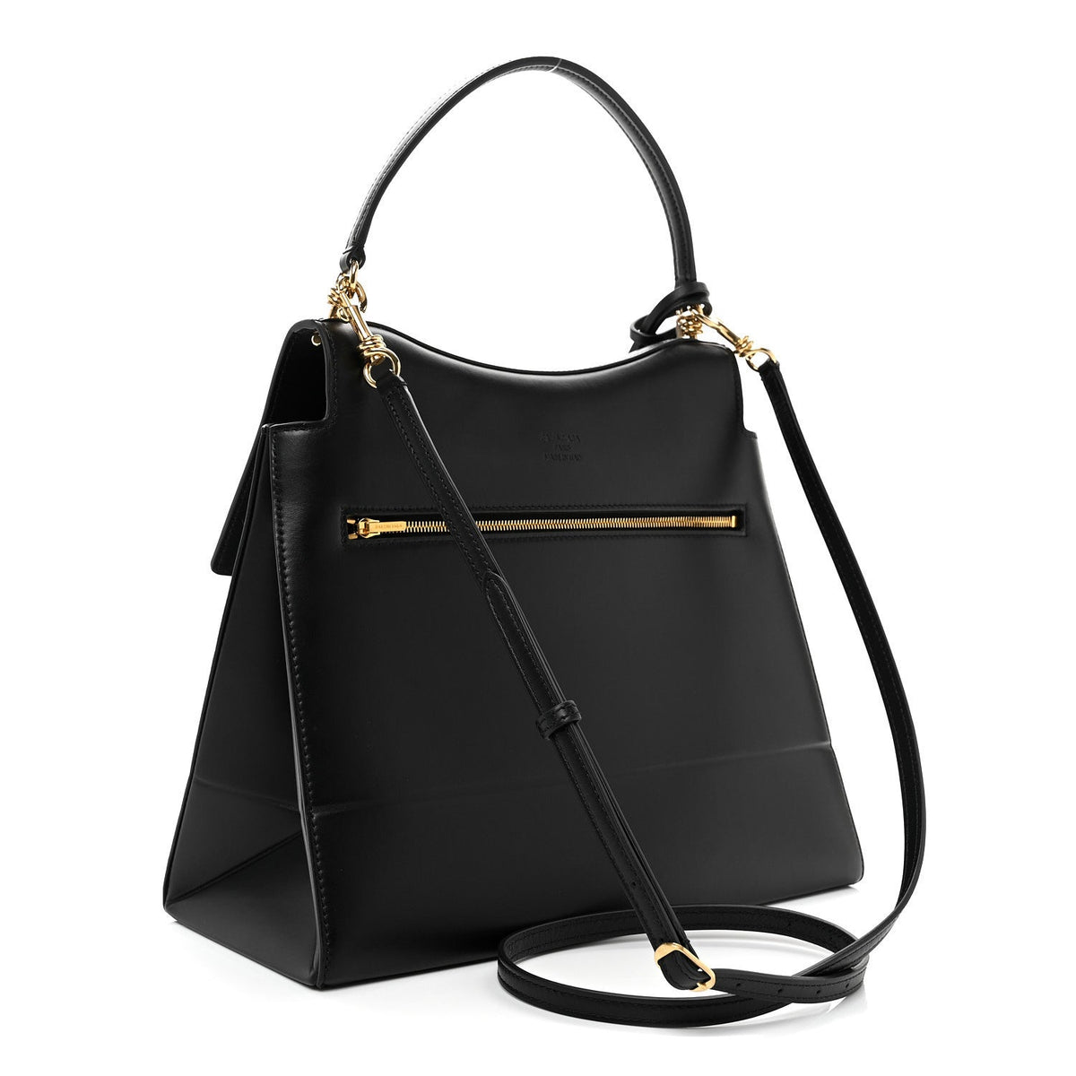 Natural Smooth Calfskin Medium Nano Top Handle Handbag Black