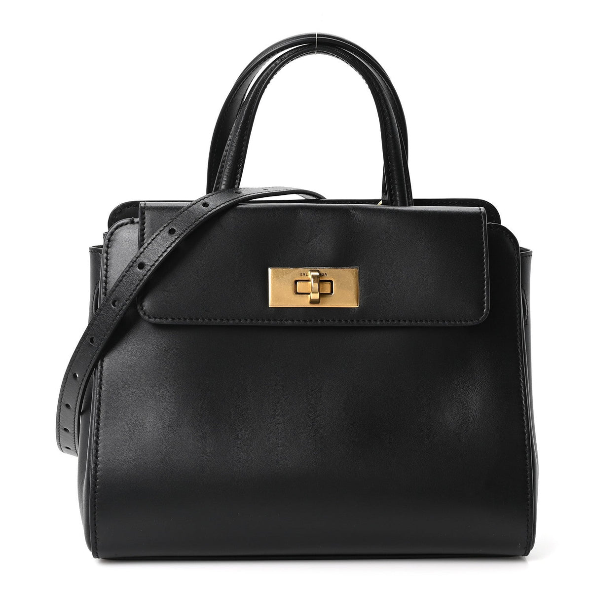 Shiny Box Calfskin Small Money Tote Black