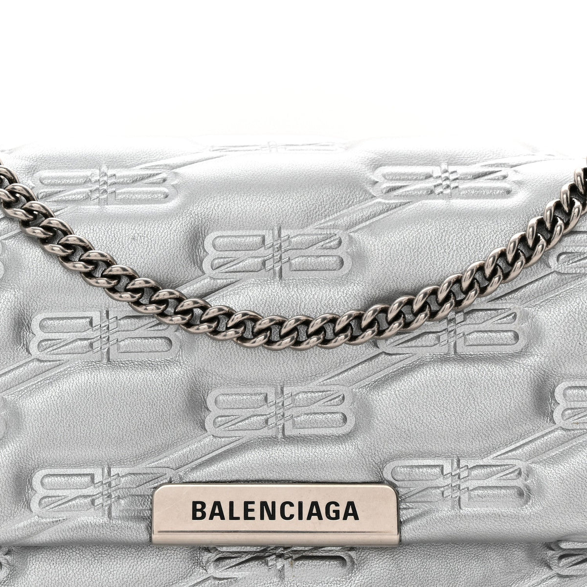 Nappa Allover License BB Monogram Embossed Small Triplet Bag Silver