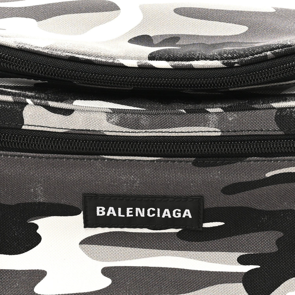 Distressed Nylon Canvas Camo Logo Explorer Beltpack Black White Gray