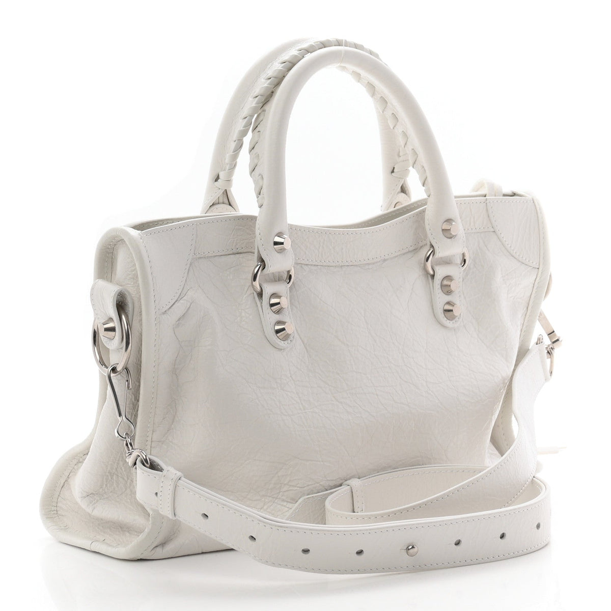 Agneau Arena Silver Hardware Small Le City Optic White