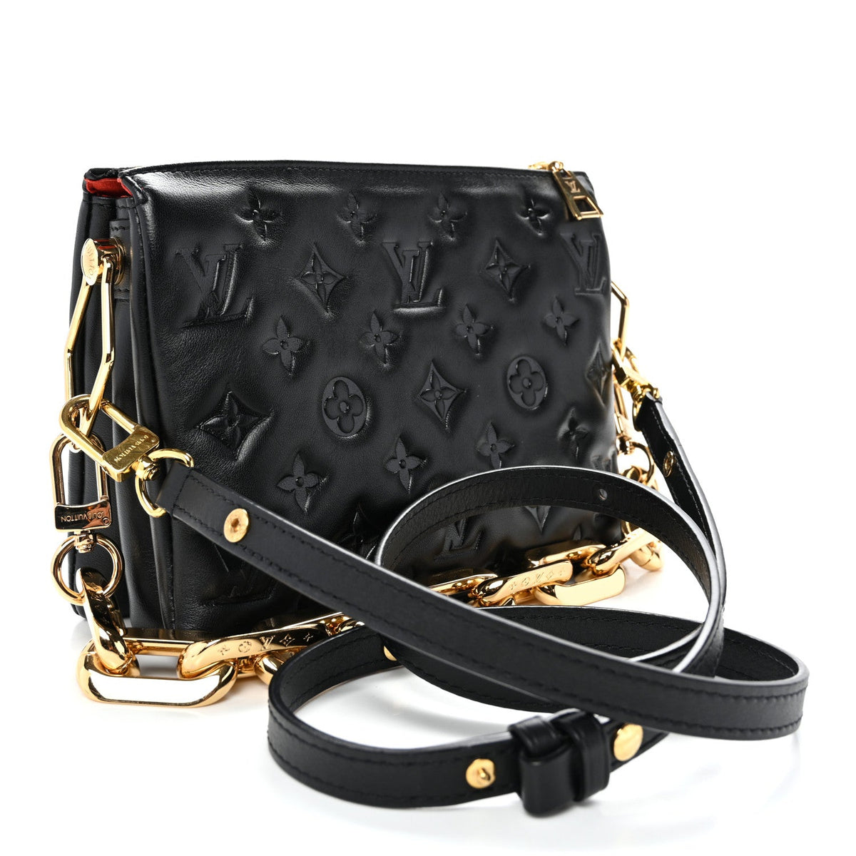 Lambskin Embossed Monogram Coussin BB Black