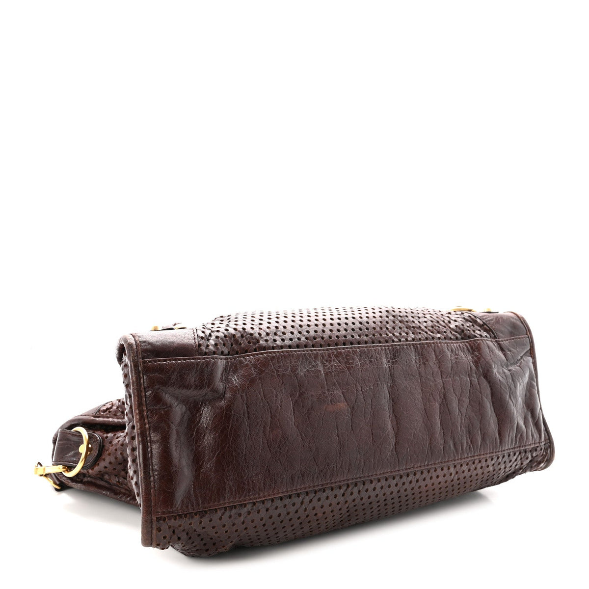 Agneau Classic Gold Hardware Perforated Dot City Charbon
