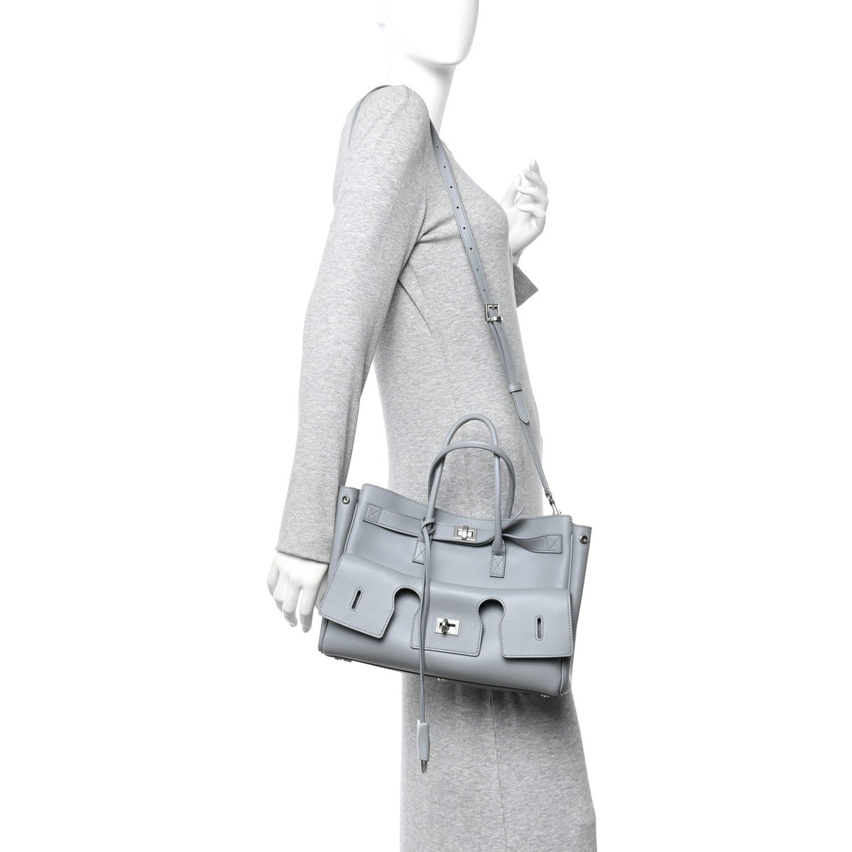 Smooth Calfskin Small Bel Air Carry All Bag Cloud Grey