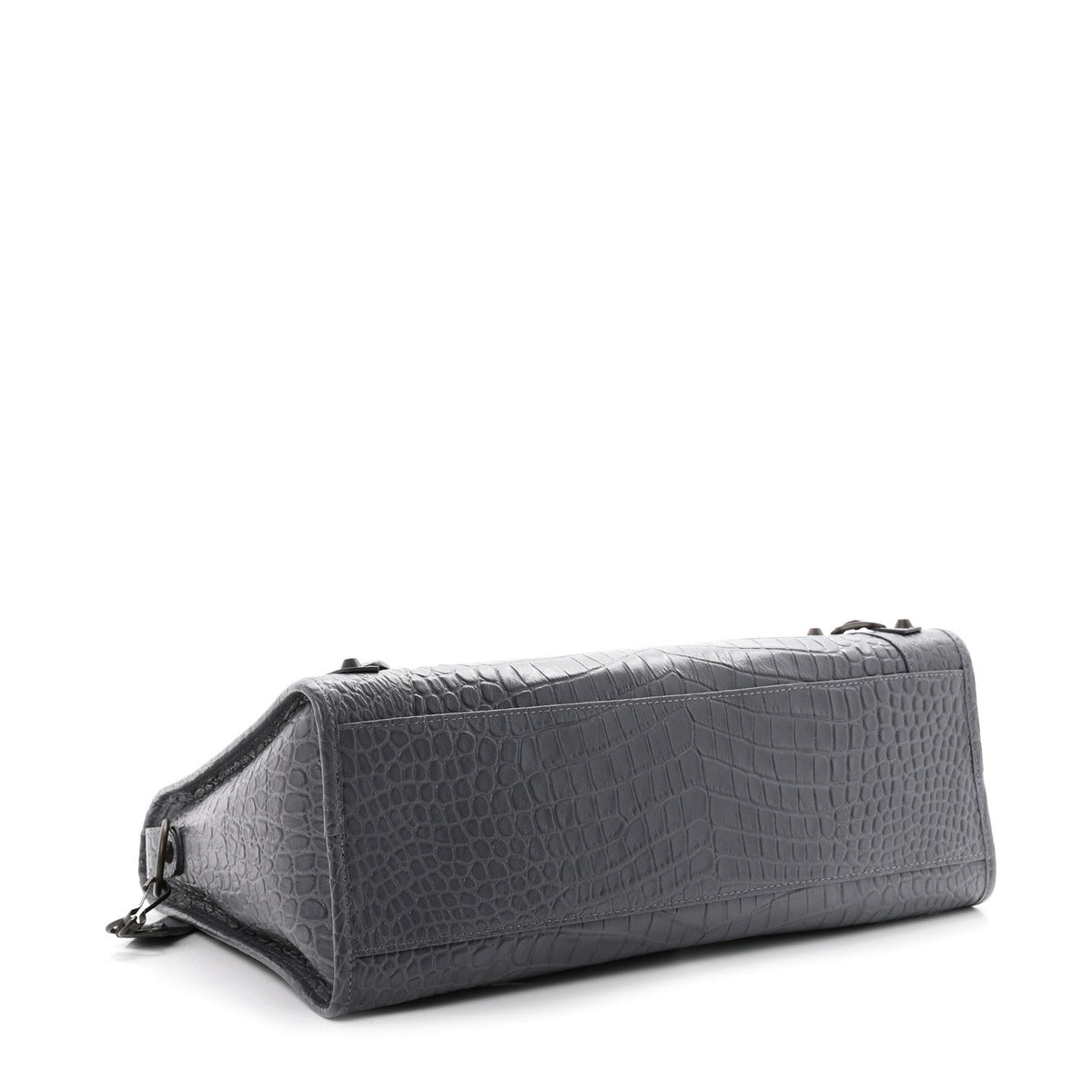 Calfskin Crocodile Embossed Classic Hardware City Gris Beton