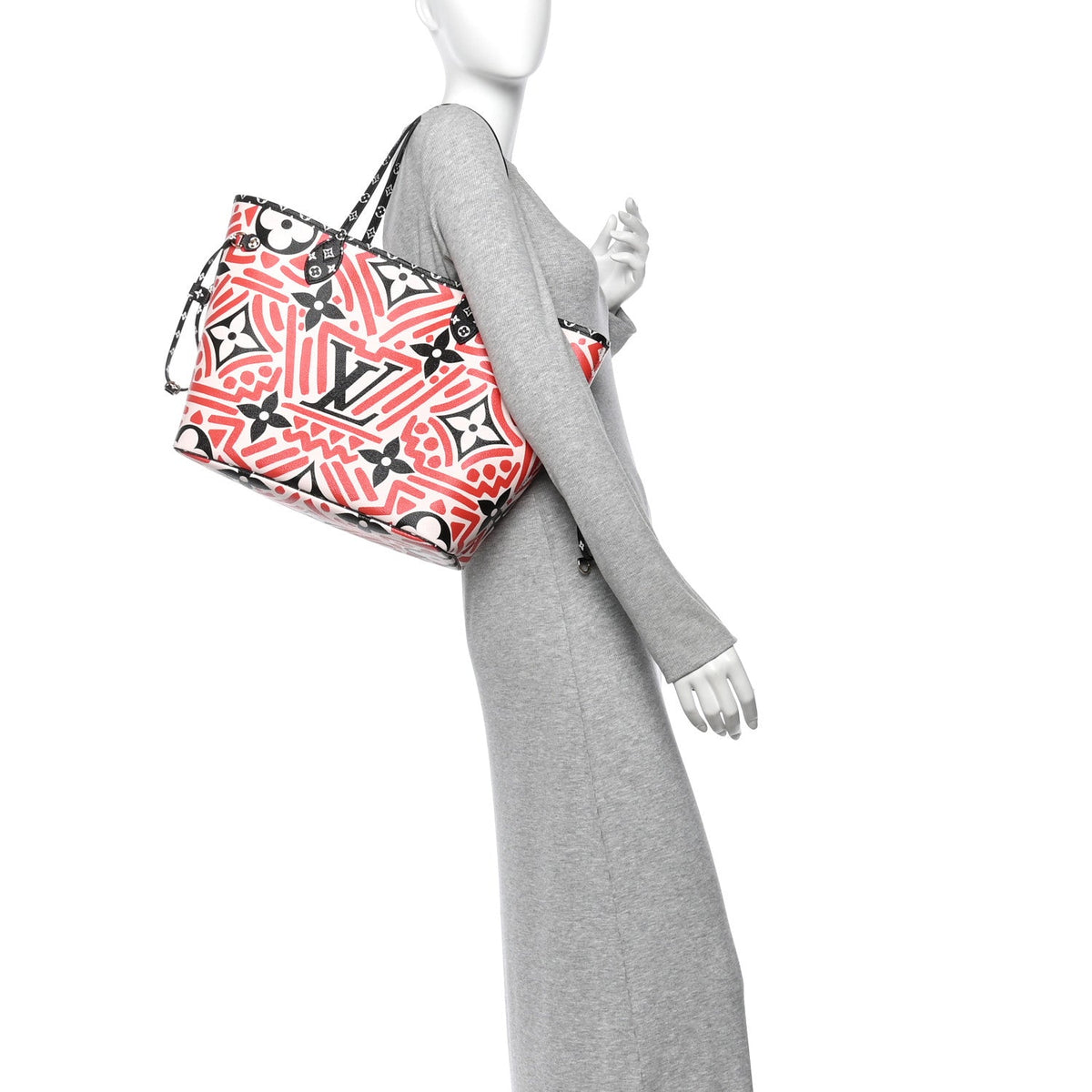 Monogram Giant Crafty Neverfull MM Creme Rouge Black