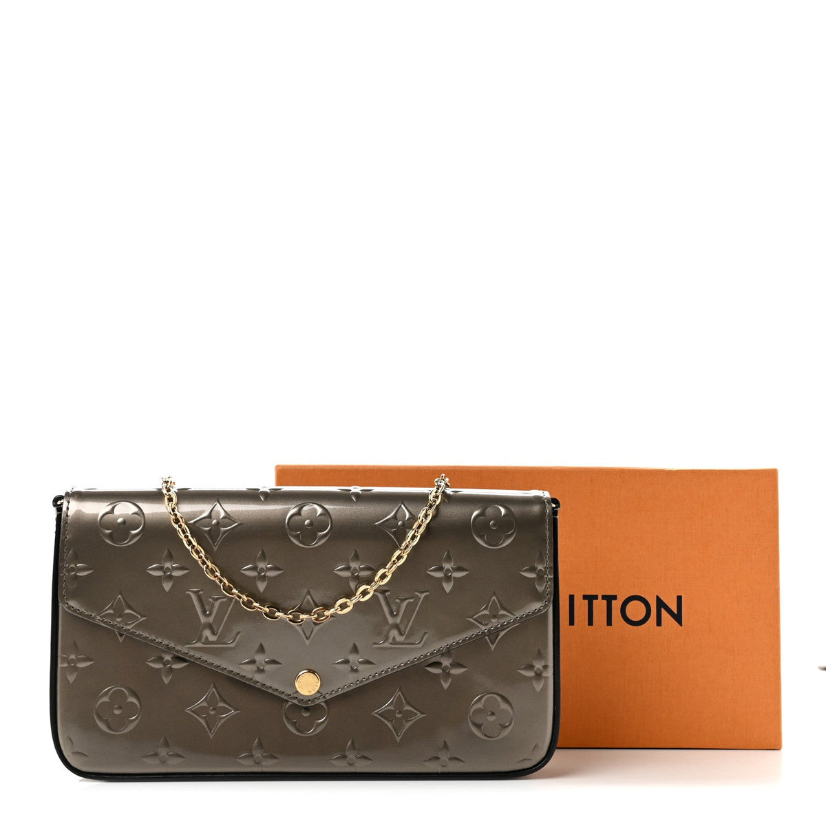 Vernis Felicie Pochette Chain Wallet Champagne Metallise