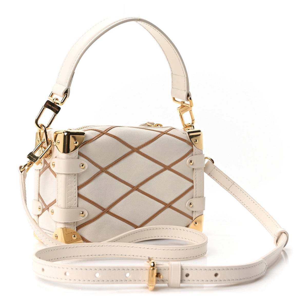 Lambskin Malletage Side Trunk PM Creme Noisette