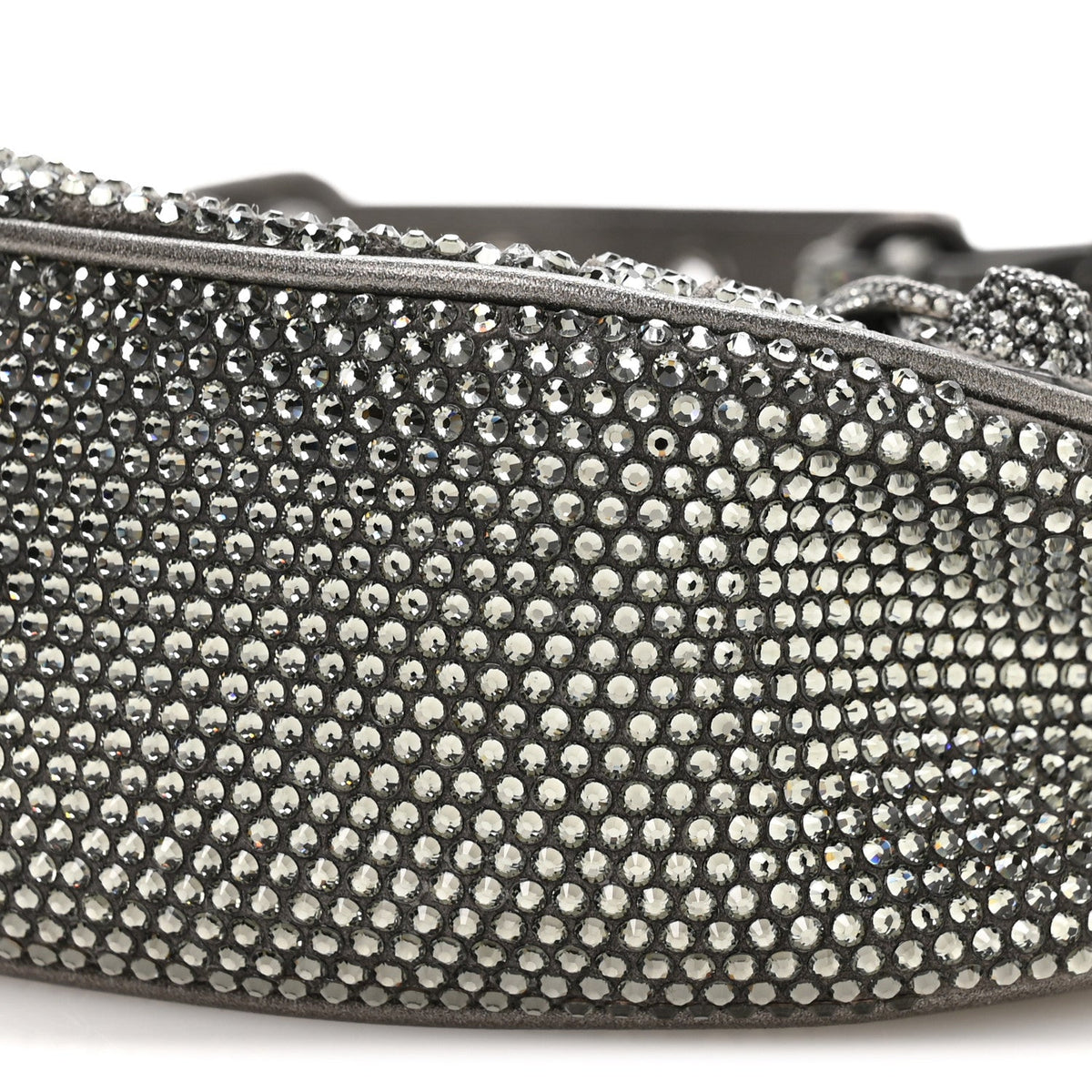 Rhinestone Encrusted Le Cagole Shoulder Bag XS Silver