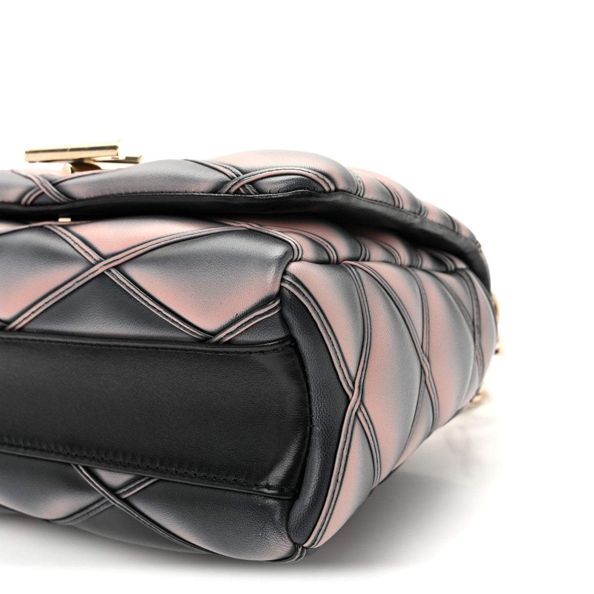 Lambskin Malletage Top Handle GO-14 MM Black Pink