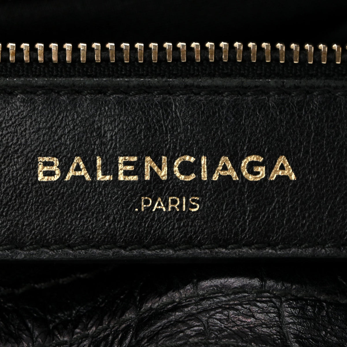 Calfskin Crocodile Embossed Giant 12 Gold Hardware City Black