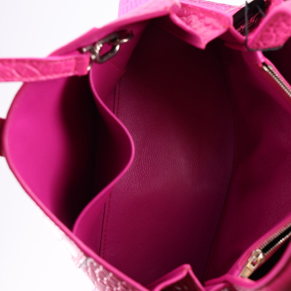 Grained Calfskin XS Hourglass East West Tote Lipstick Pink