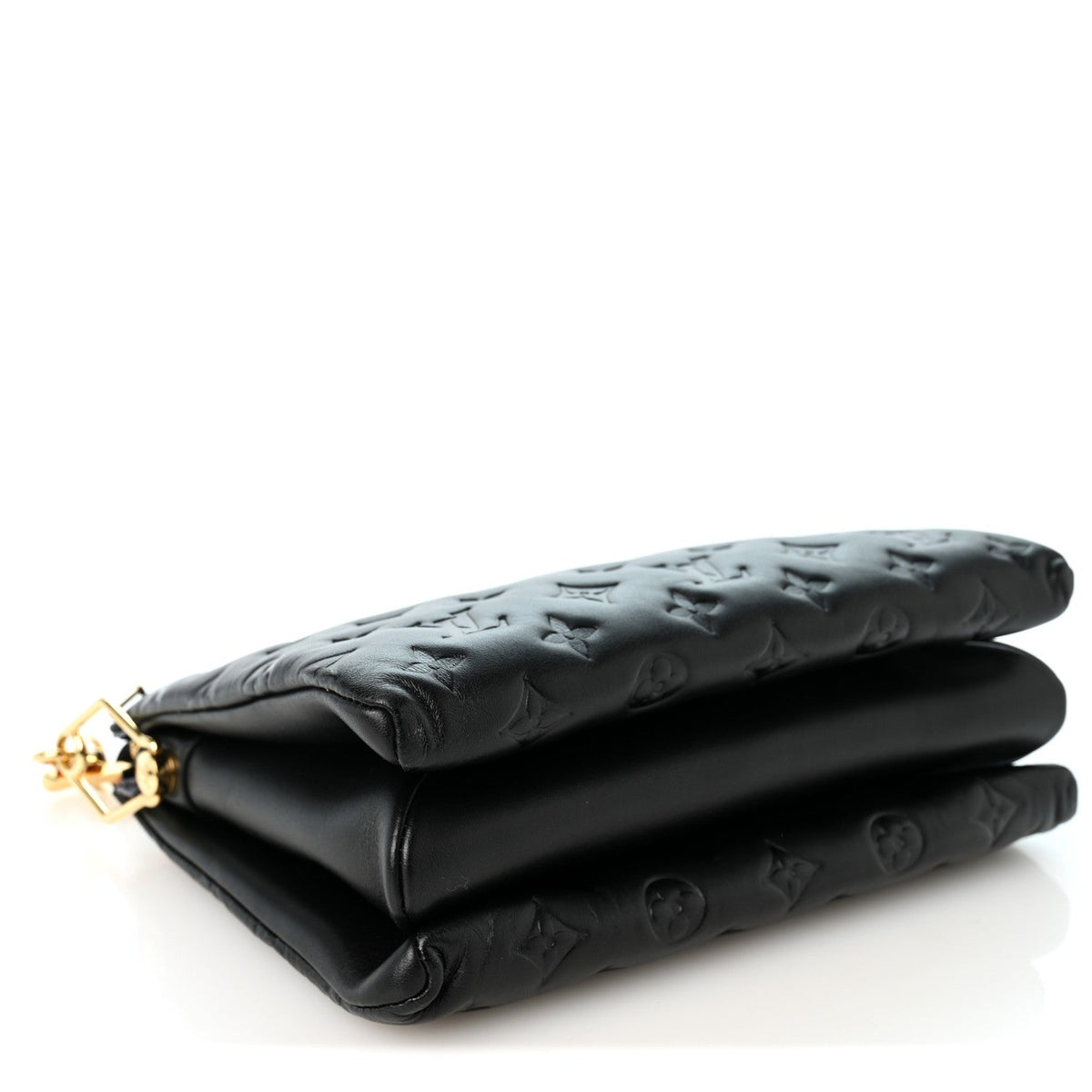 Lambskin Embossed Monogram Scarf Coussin PM Black