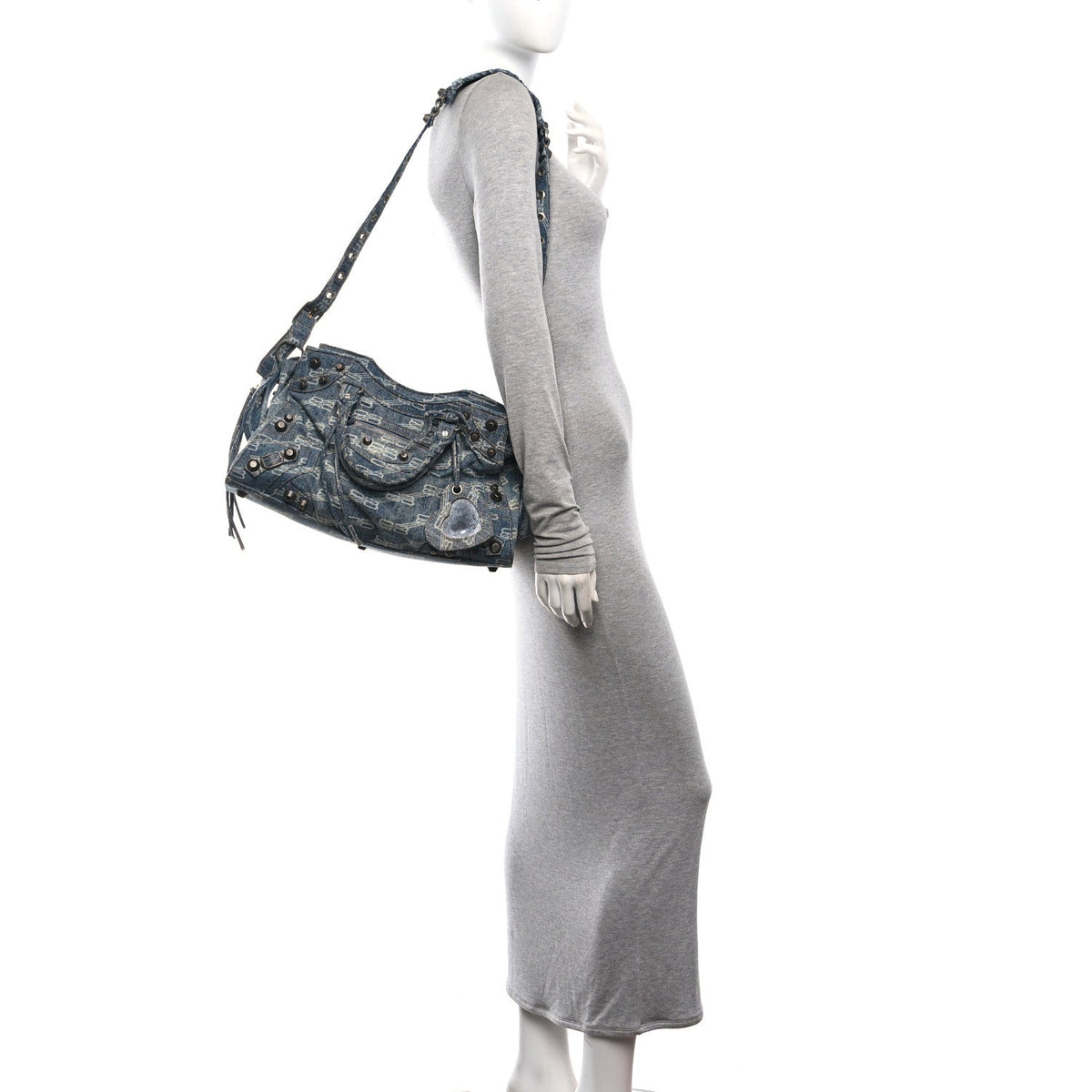 Denim BB Monogram Neo Cagole City Handbag Blue