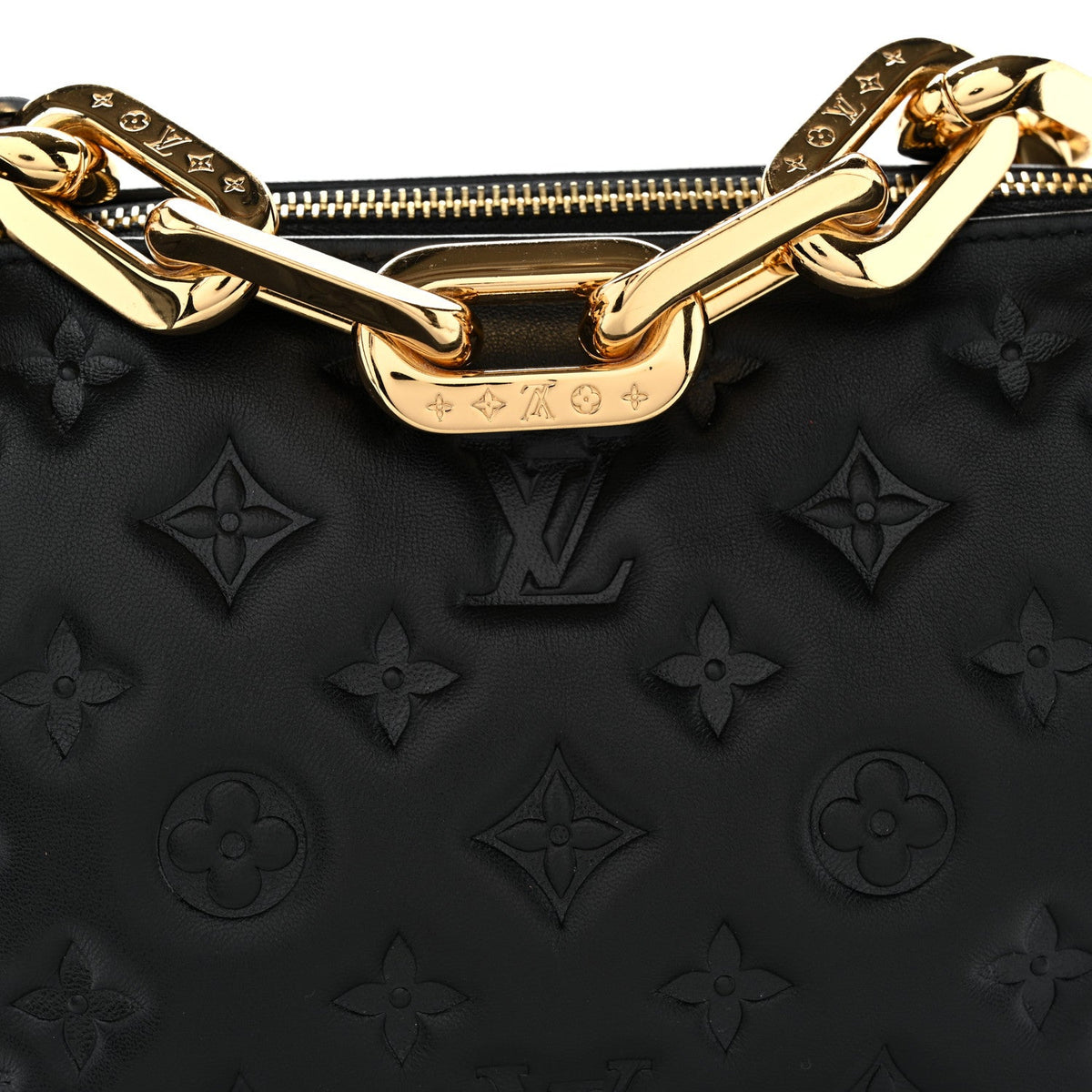 Lambskin Embossed Monogram Coussin BB Black