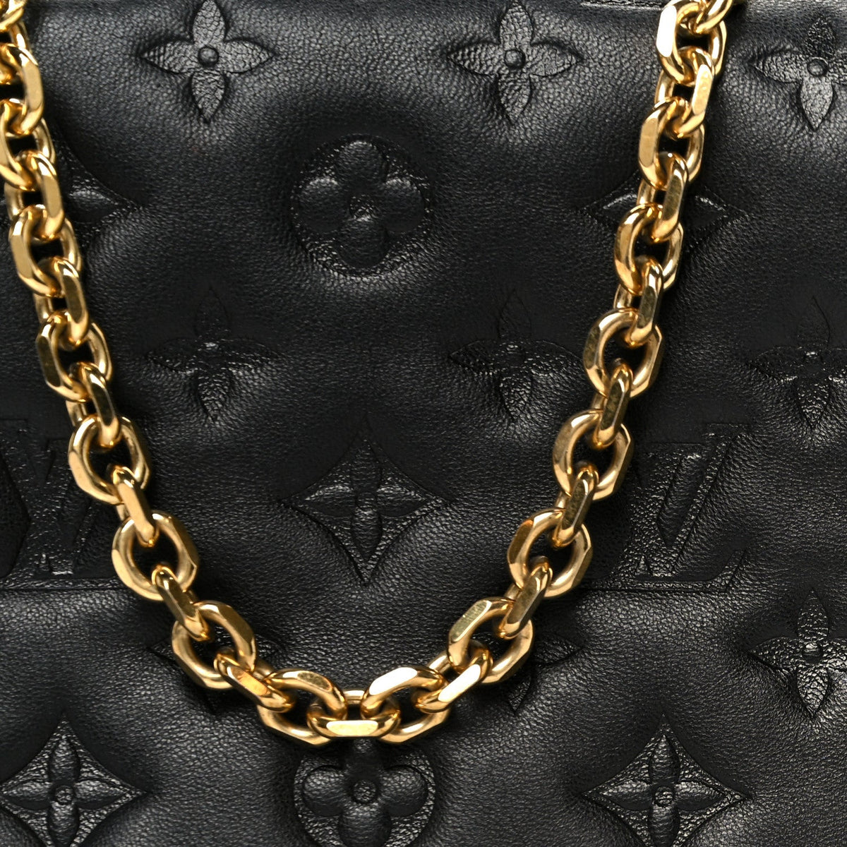 Lambskin Embossed Monogram Pochette Coussin Black