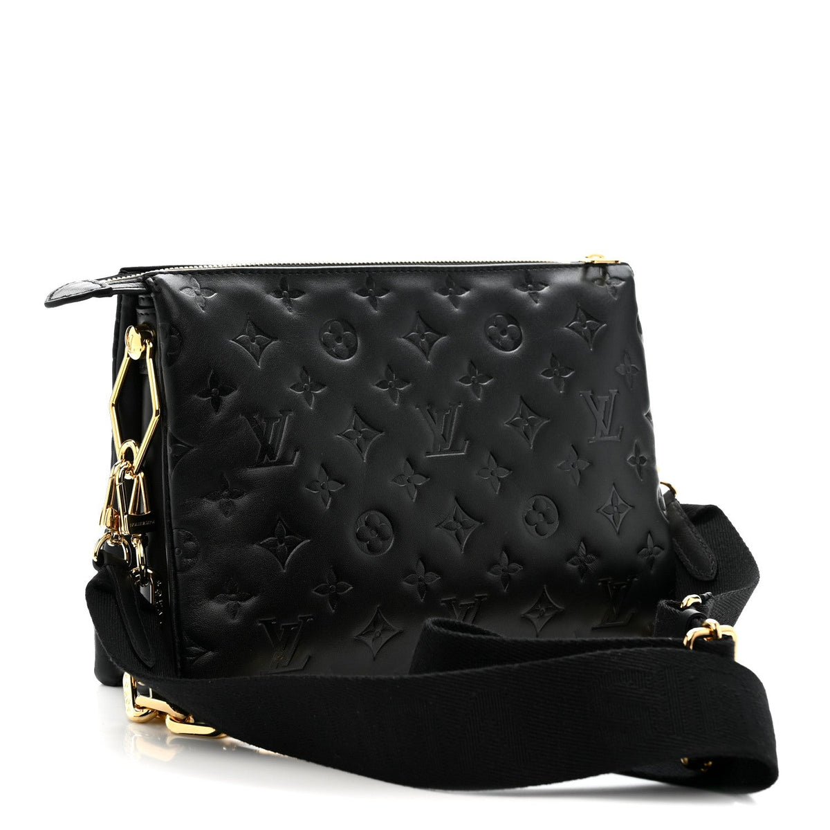 Lambskin Embossed Monogram Coussin PM Black