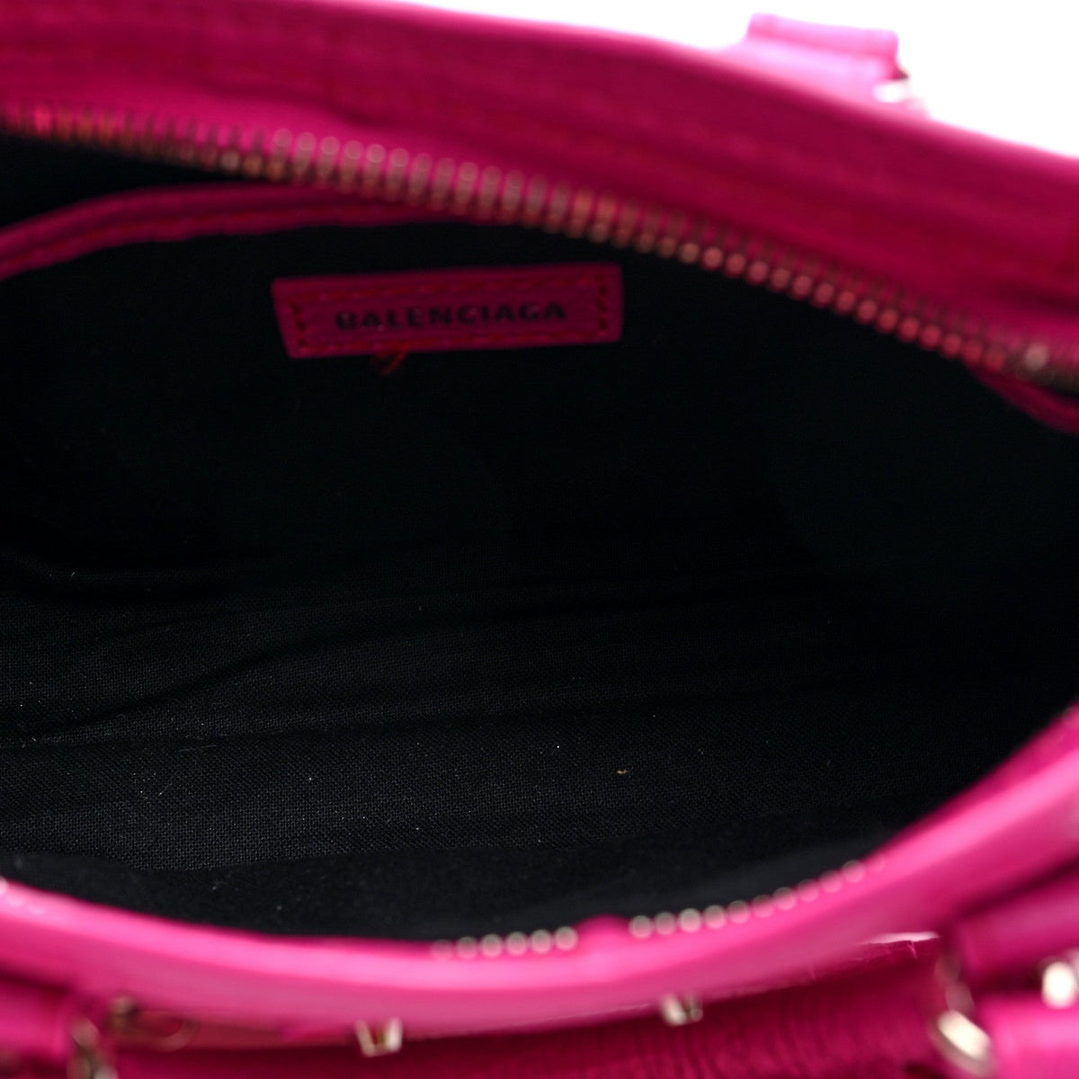 Agneau Classic Silver Hardware Nano City Fuchsia