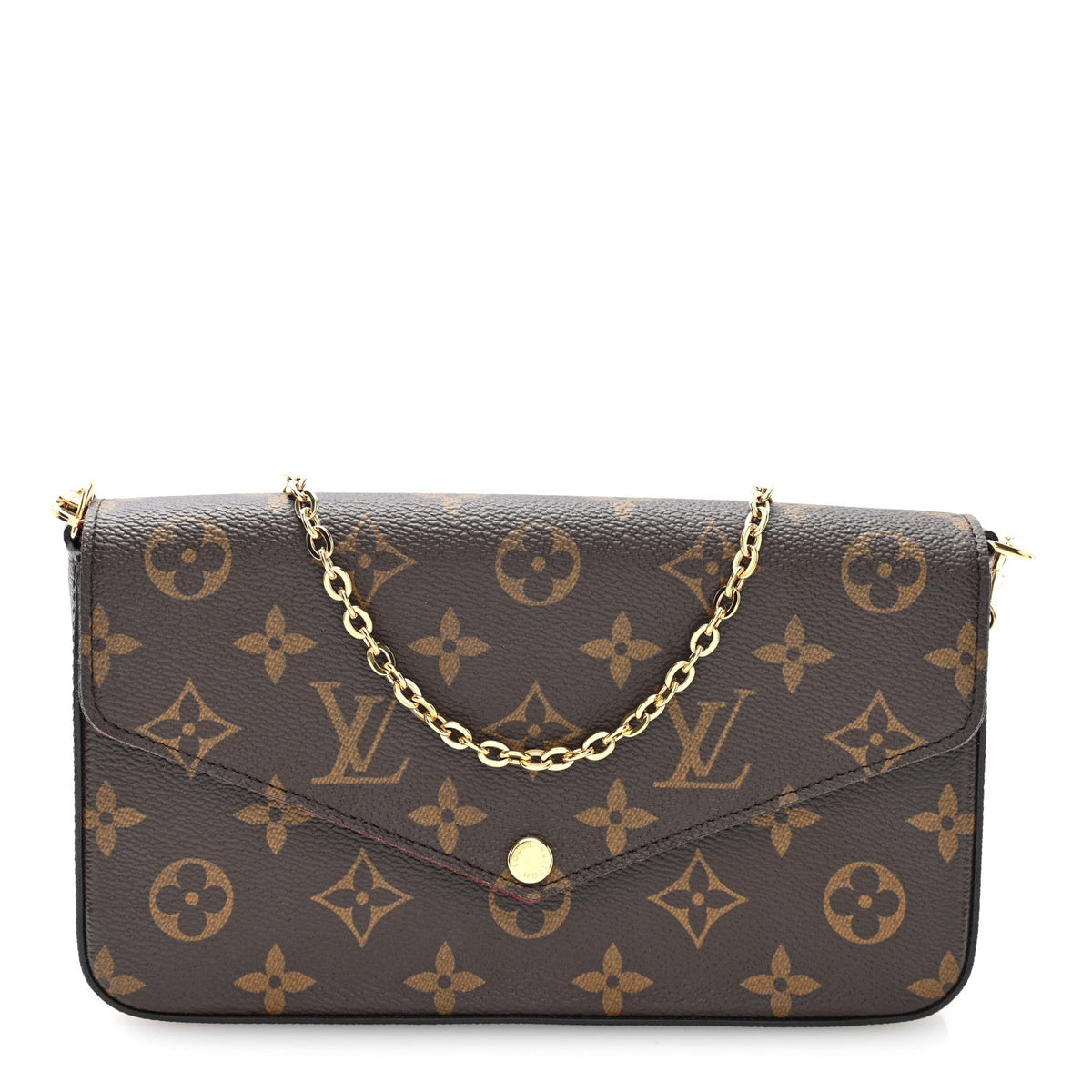 Monogram Pochette Felicie Chain Wallet Fuchsia