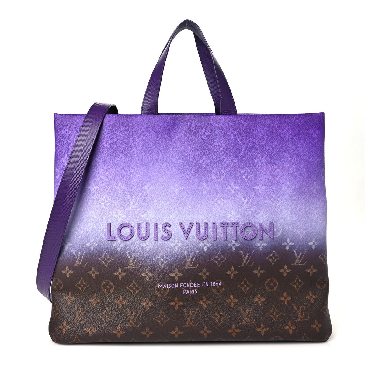 Monogram Pigment Shopper Tote MM  Purple
