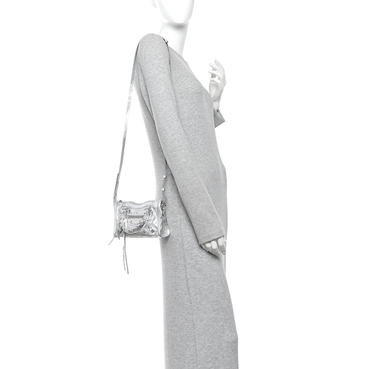 Metallized Arena Lambskin Classic Hardware Nano Le City Silver