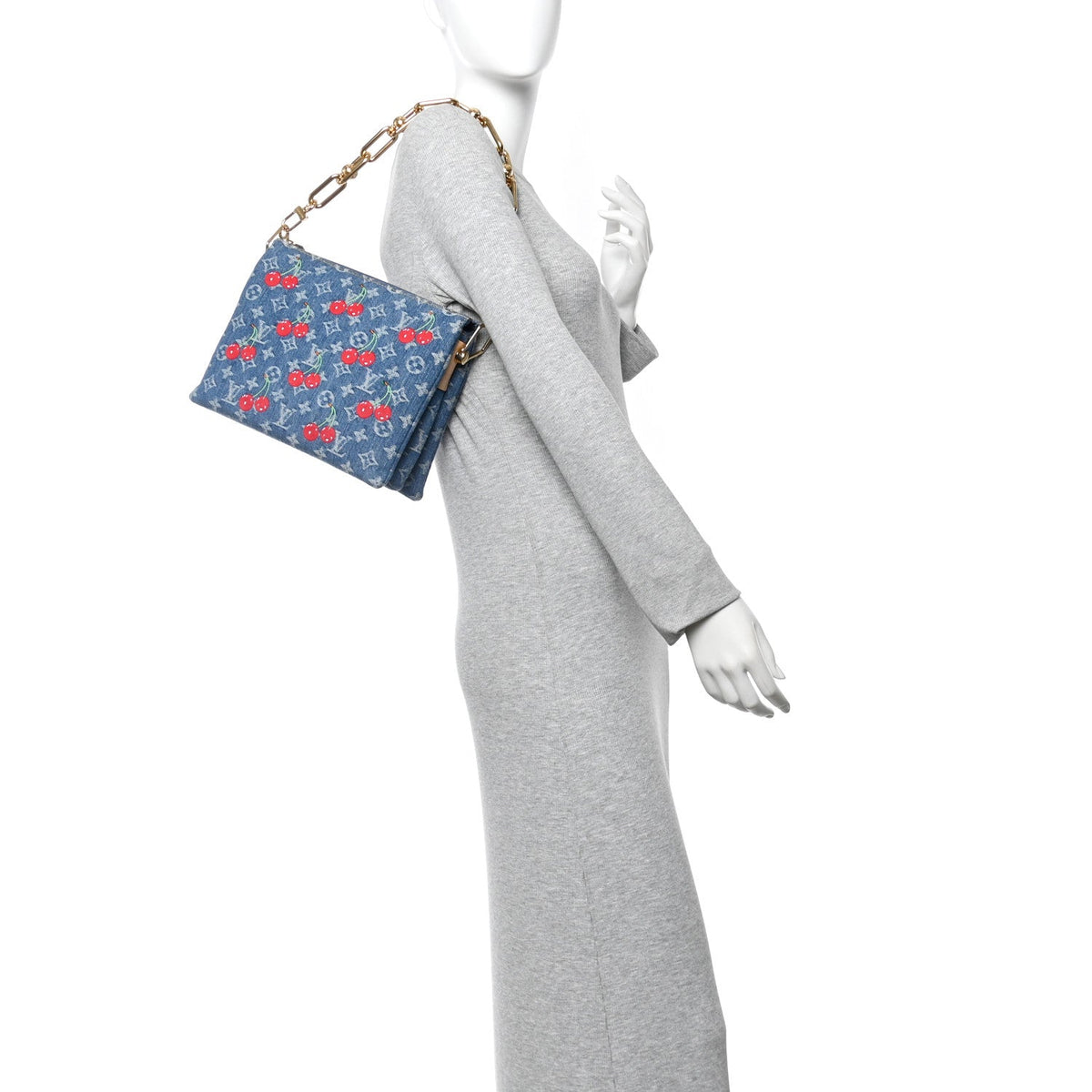 LV X TM Monogram Denim Cerises Coussin PM Blue