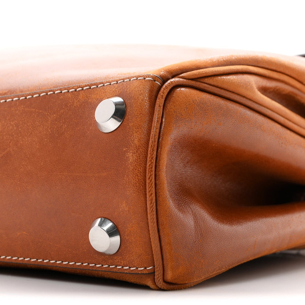 Vegetable Tanned Lambskin Small Rodeo Top Handle Handbag Tan Cowboy