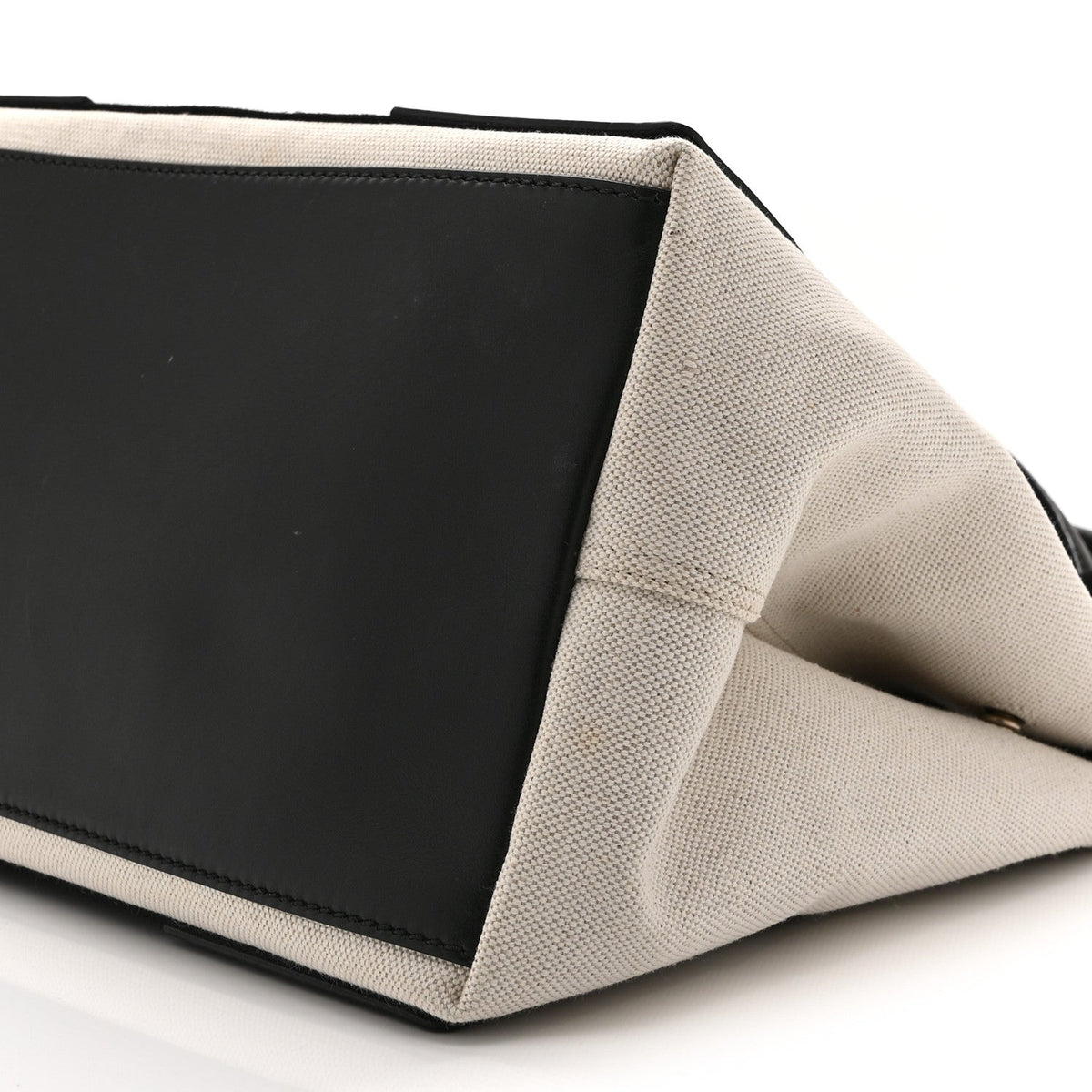 Cotton Canvas Satin Calfskin S Navy Cabas Natural Black
