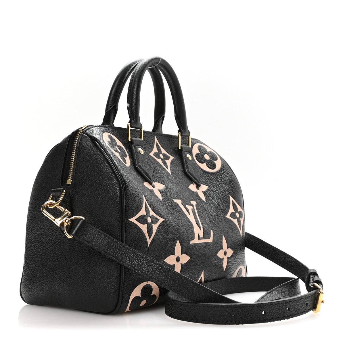 Empreinte Monogram Giant Speedy Bandouliere 25 Black Beige
