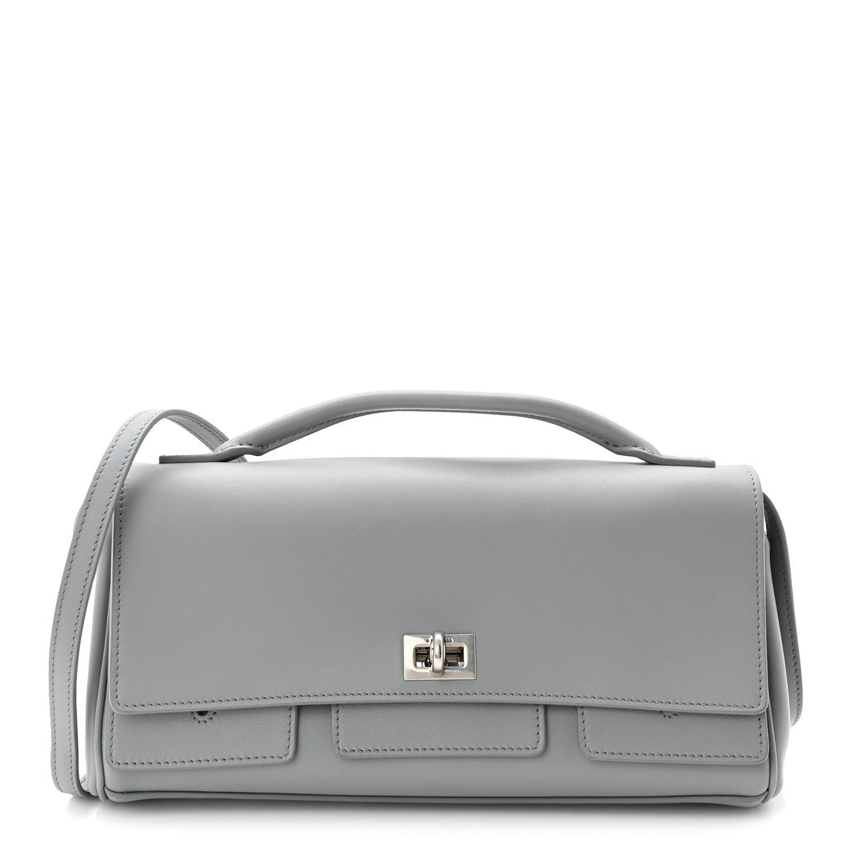 Smooth Calfskin Small Bel Air Clutch On Strap Cloud Grey