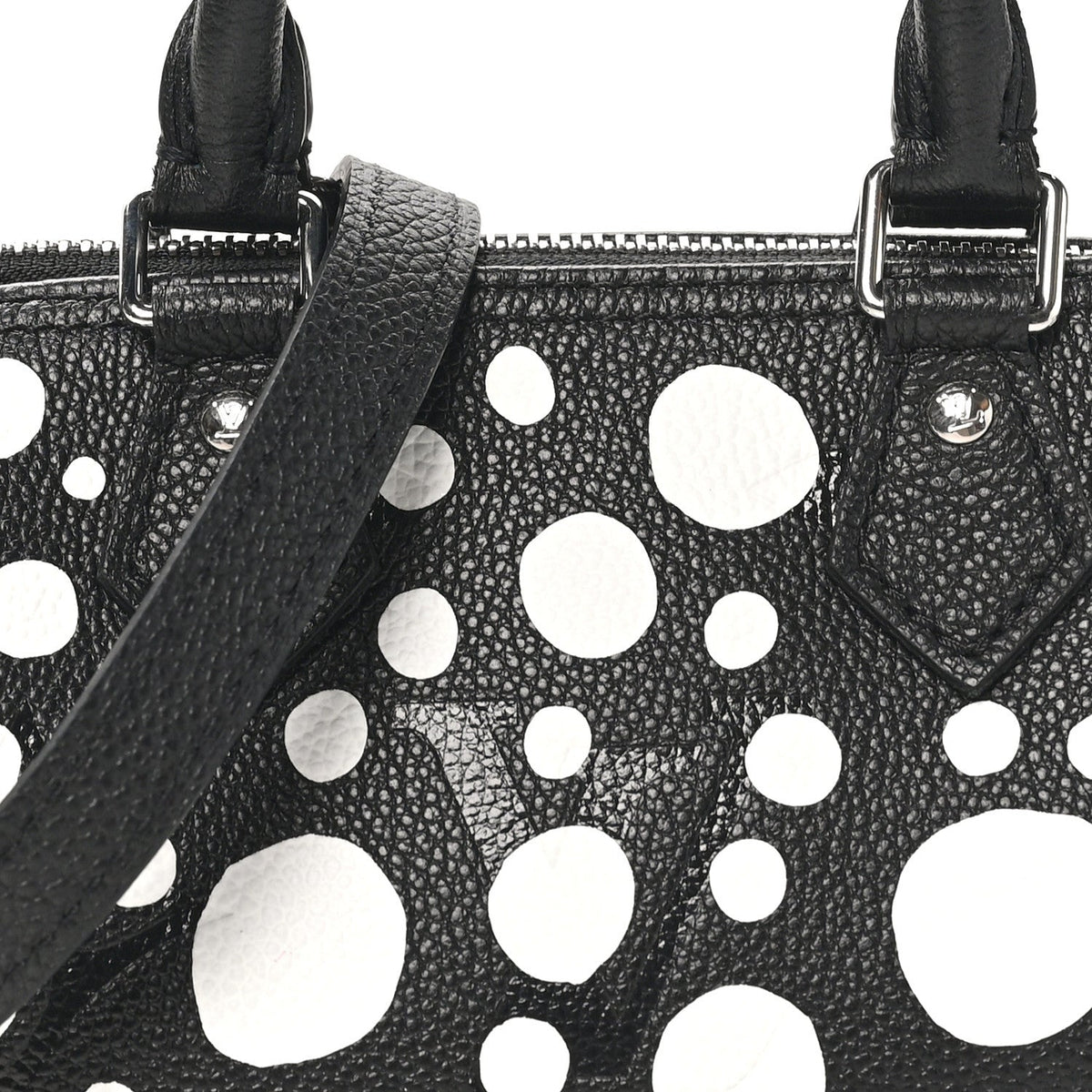 LV X YK Empreinte Infinity Dots Nano Speedy Bandouliere Black White