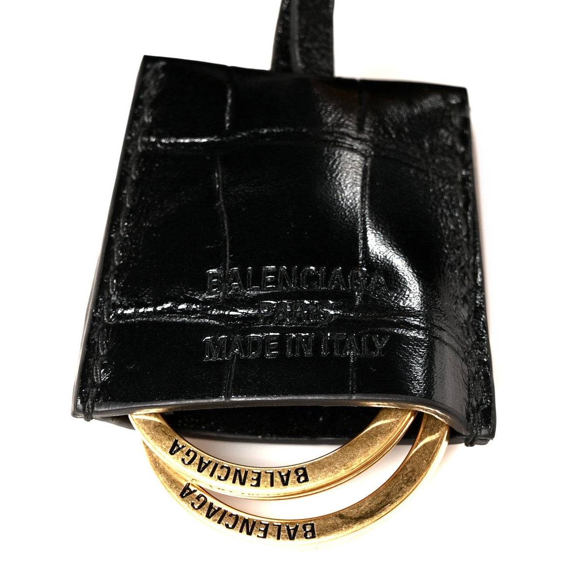 Calfskin Crocodile Embossed Mini Bel Air Carry All Bag Black